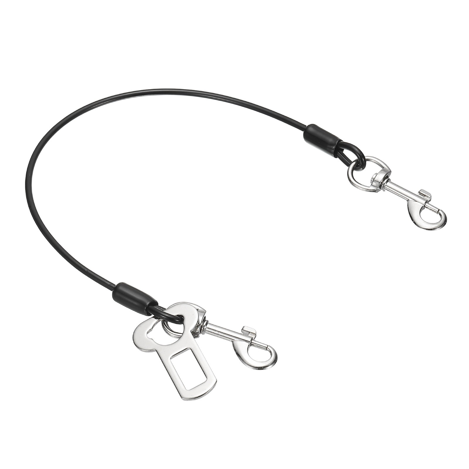 Chew Proof Dog Leash, 16 in Dog Seat Belt Harness with Clips, Black 1 Pcs
