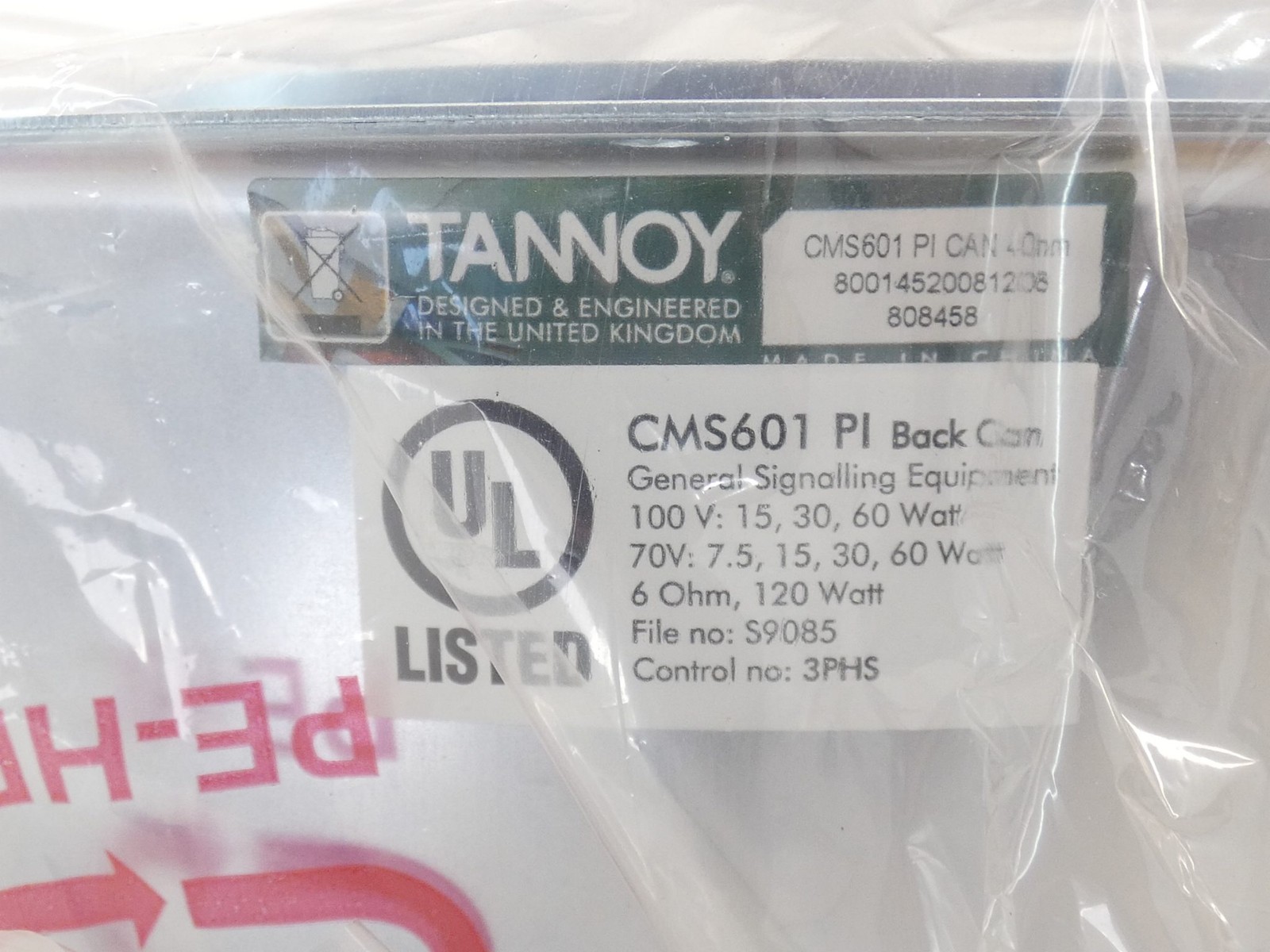 Tannoy Ceiling Speaker CMS601 PI CAN Housing Back Can - NEW Surplus!
