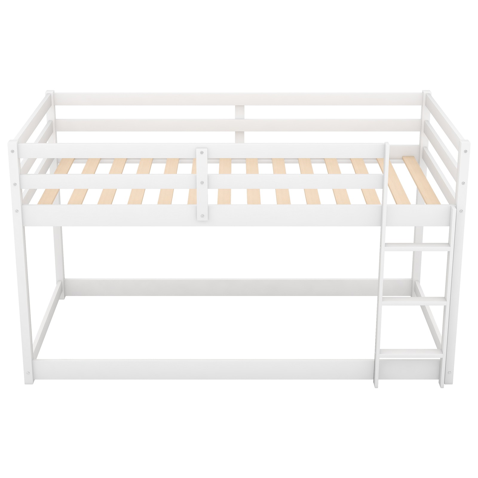 Twin over Twin Floor Bunk Bed with Ladder
