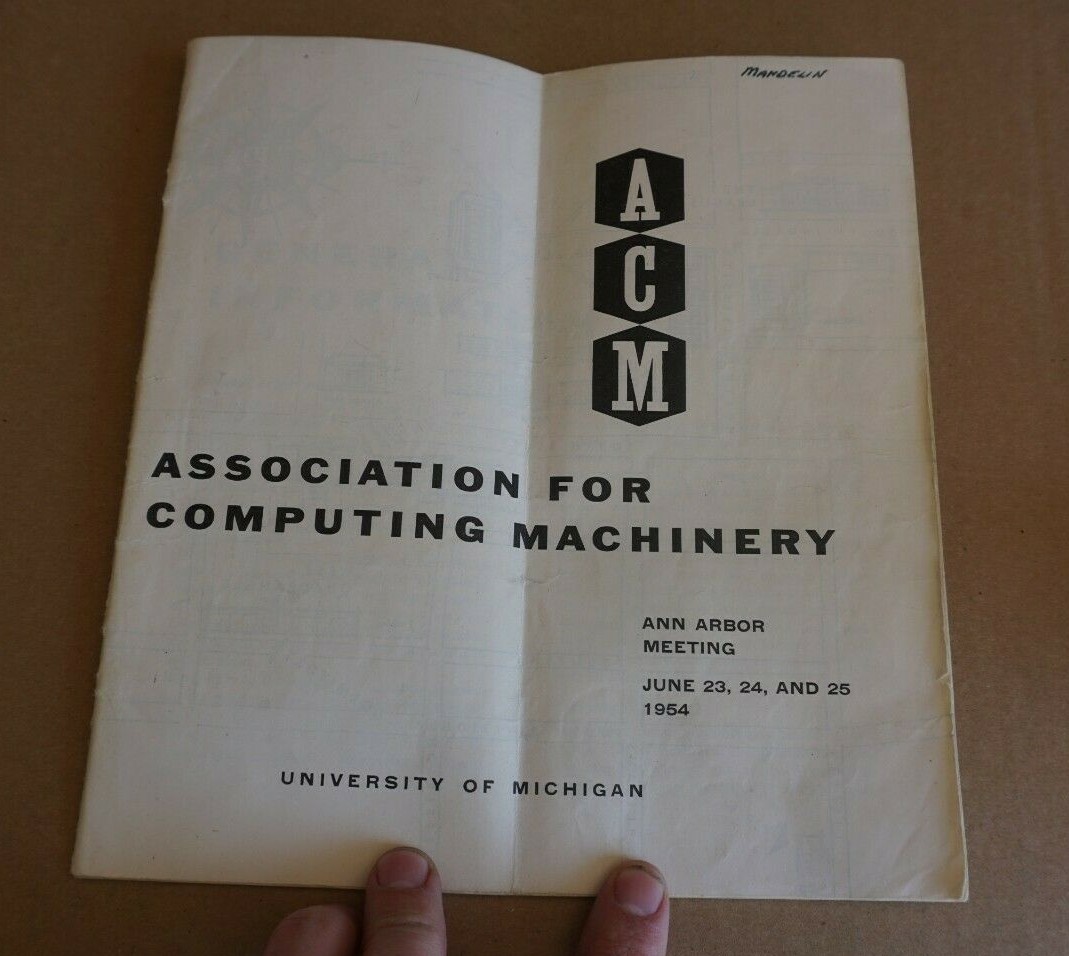 1954 ACM COMPUTER CONFERENCE PROGRAM PAMPHLET ASSOCIATION COMPUTING MACHINERY