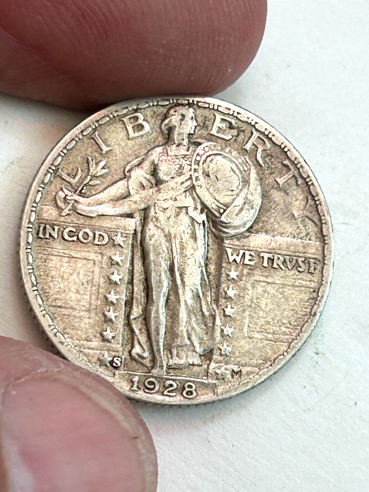 1928-S STANDING LIBERTY SILVER QUARTER CHOICE XF ACTUAL COIN ORIGINAL FH