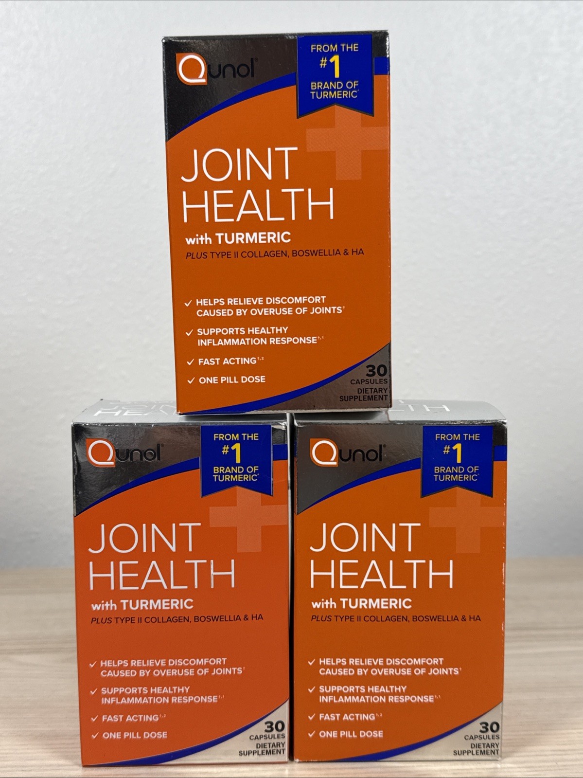 3 Pack Qunol Joint Health W/ Turmeric 410mg Blend 90 Capsules Total - EXP: 10/26