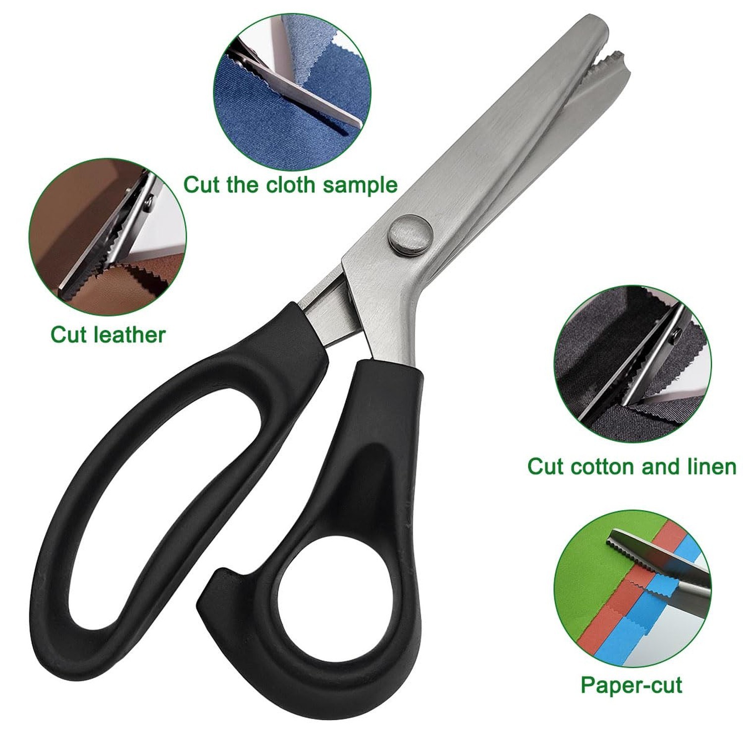 2 Models Pinking Shears, Zig Zag Scissors for Crafting, Paper Cutting, Leathe...