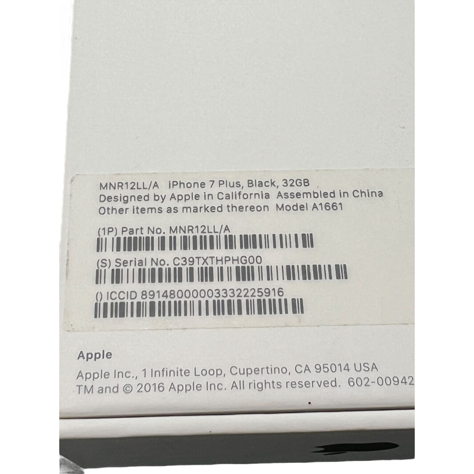 Apple Iphone 7 Plus Box Only 32gb Black Clean Empty