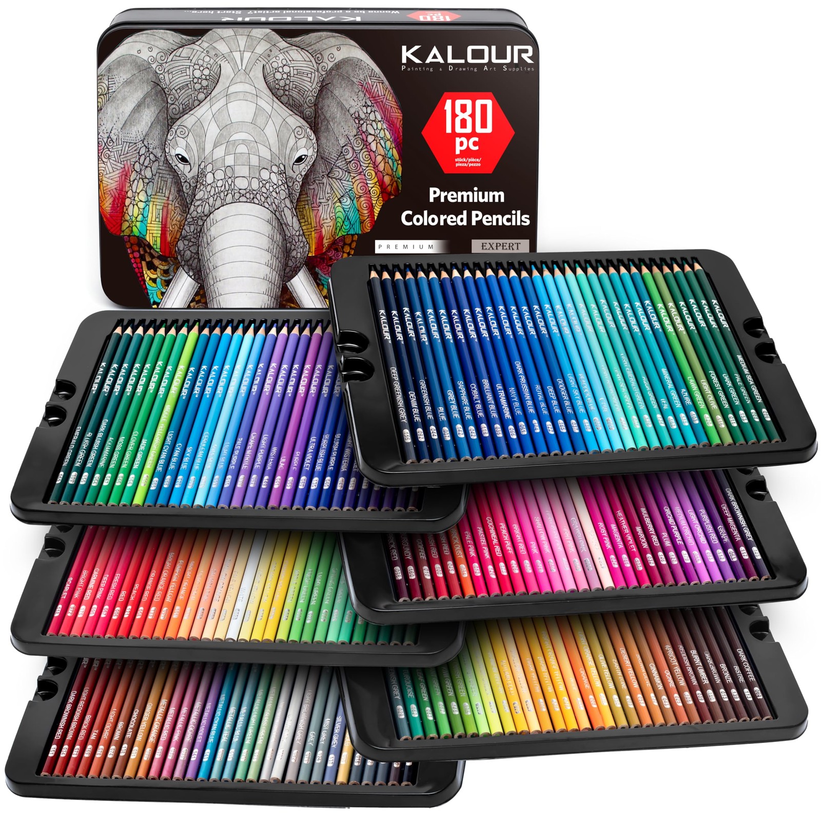 KALOUR 180 Colored Pencil Set for Adults 1 Count (Pack of 180), Multicolor