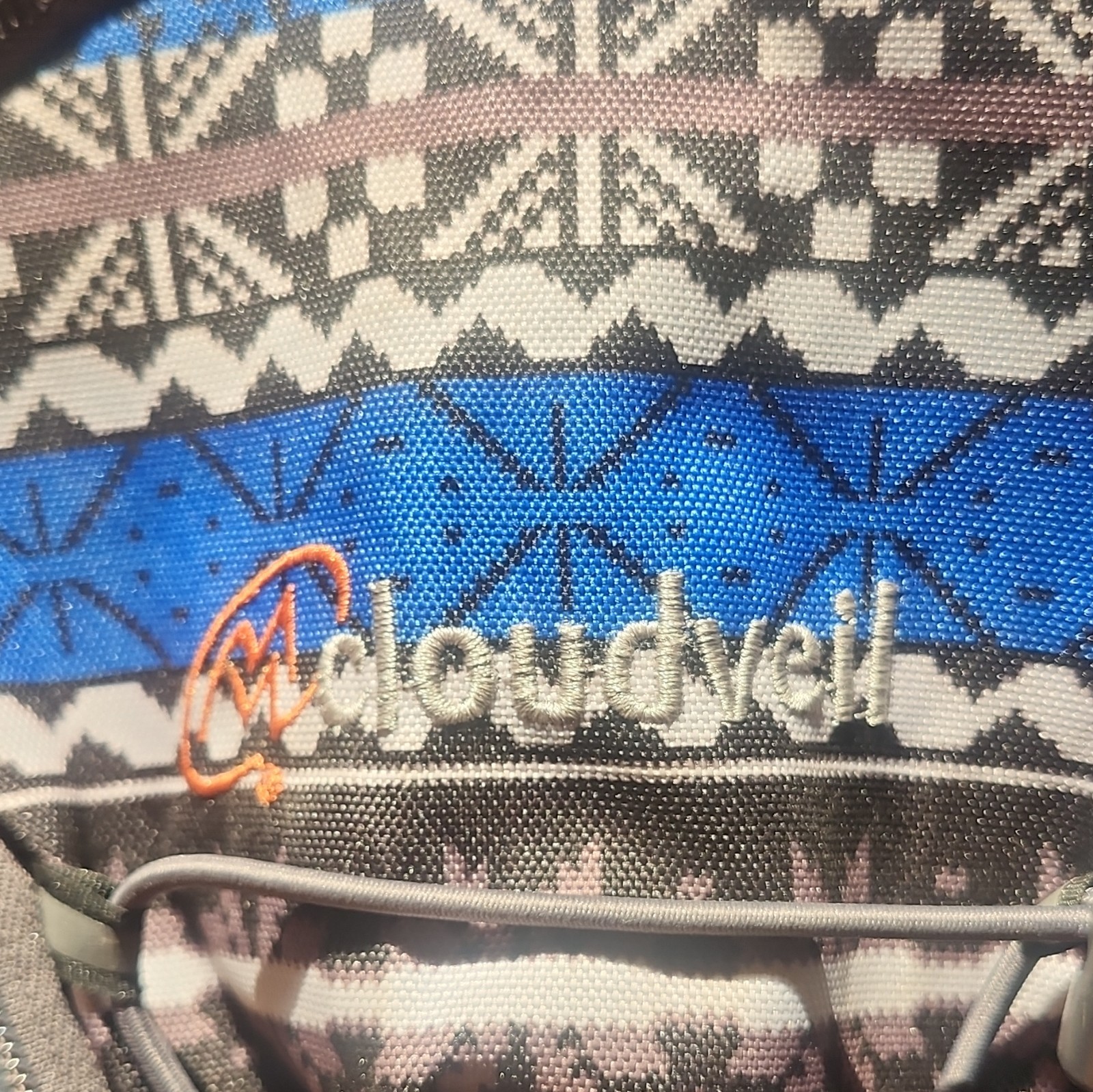 Cloudveil 2L Hydration Backpack w/Unique Blue/Gray Pattern,2 Zip Waist Pockets