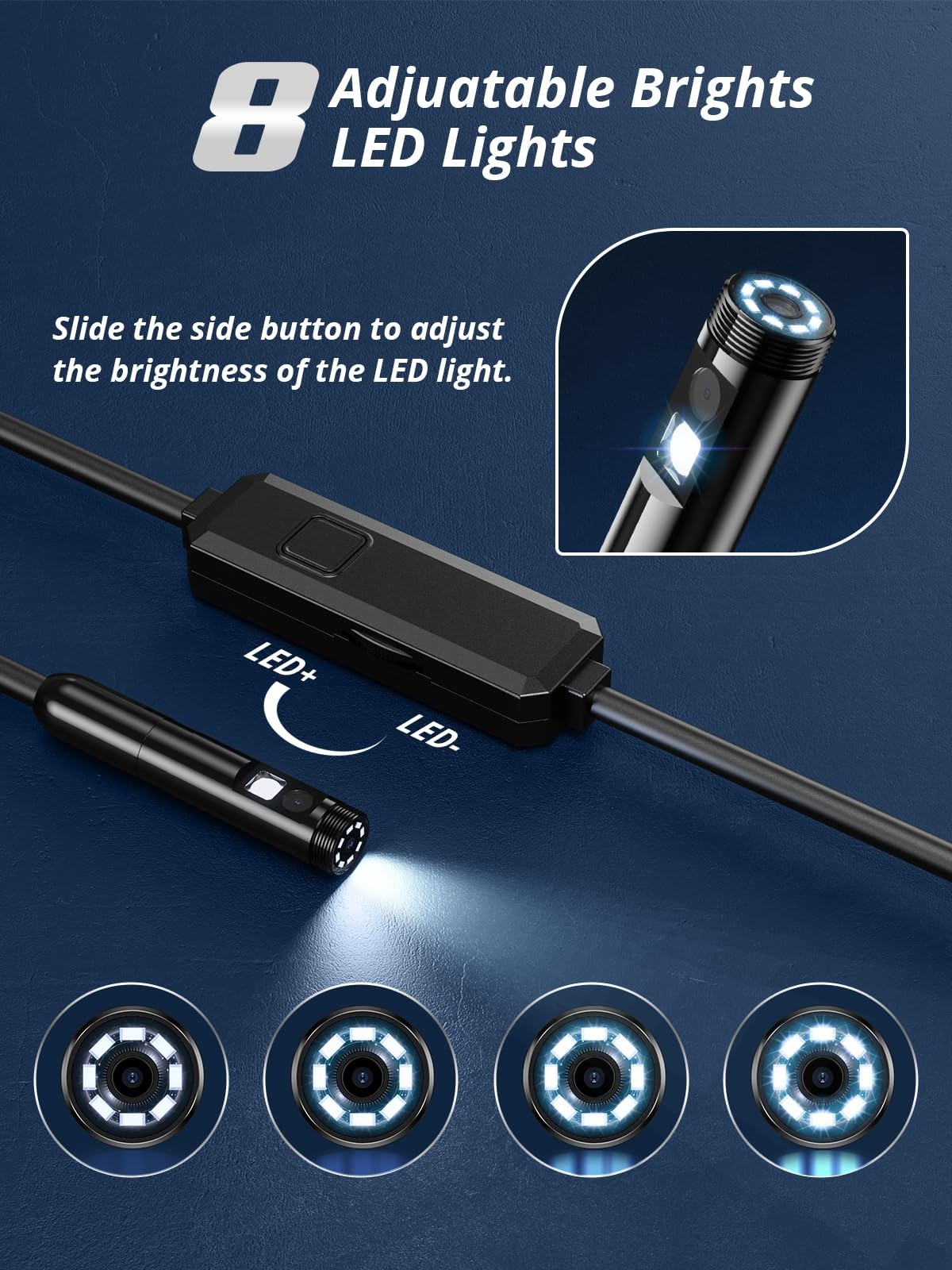 Acoath Endoscope Camera with Light, Dual-Lens 1920P HD Borescope with 8
