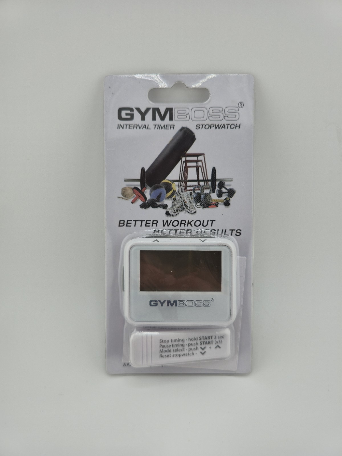 ​Gymboss Interval Timer Stopwatch White High Intensity Workout Fitness New