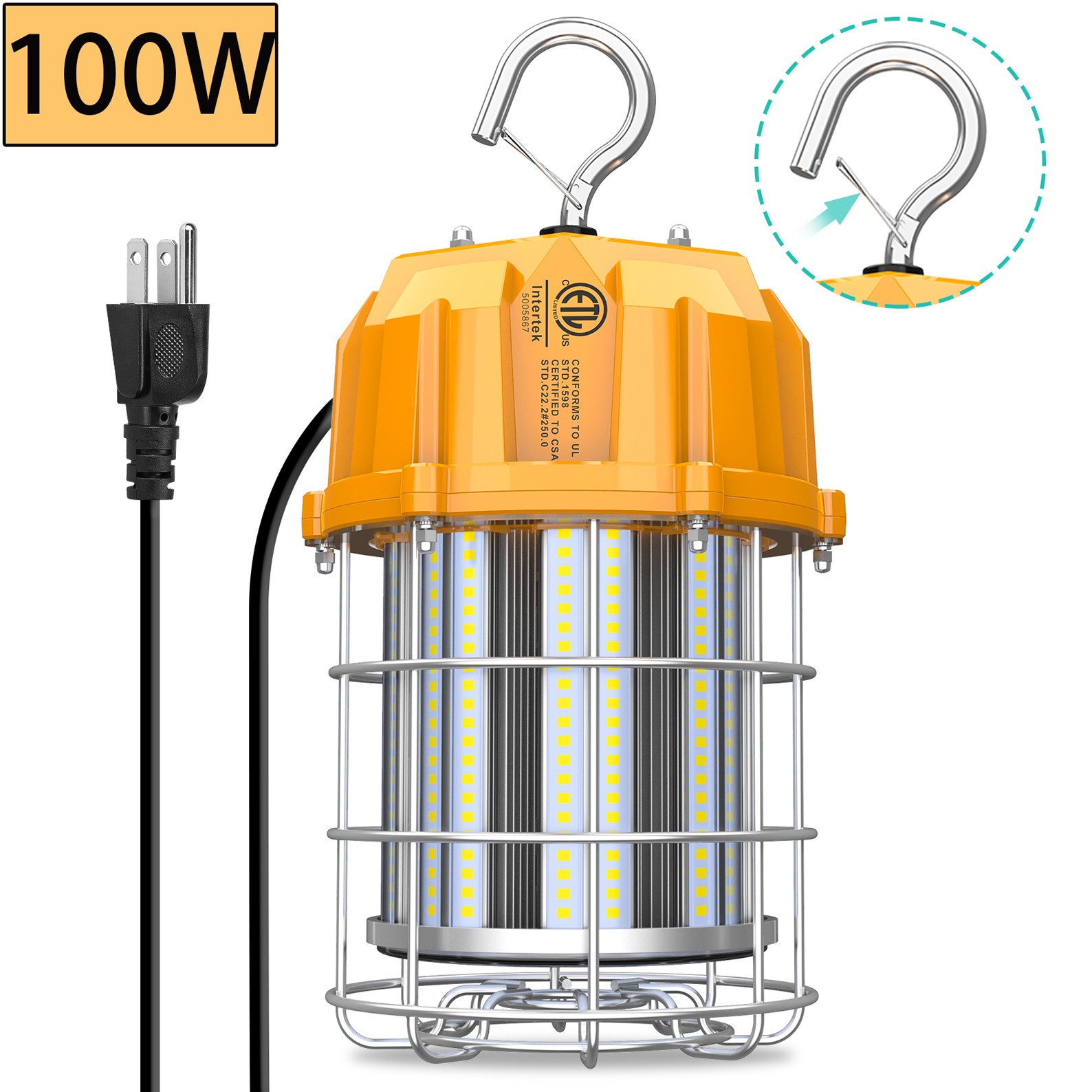 100W LED Construction Temporary Work Light Building Jobsite High Bay Light 5000K