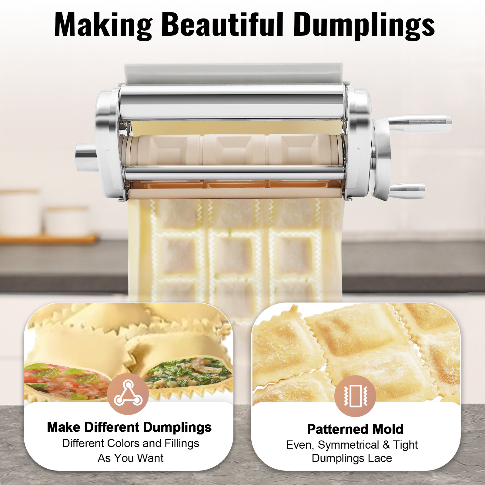 For KitchenAid Pasta Roller & Cutter Attachment Set & Ravioli Maker Stand Mixer