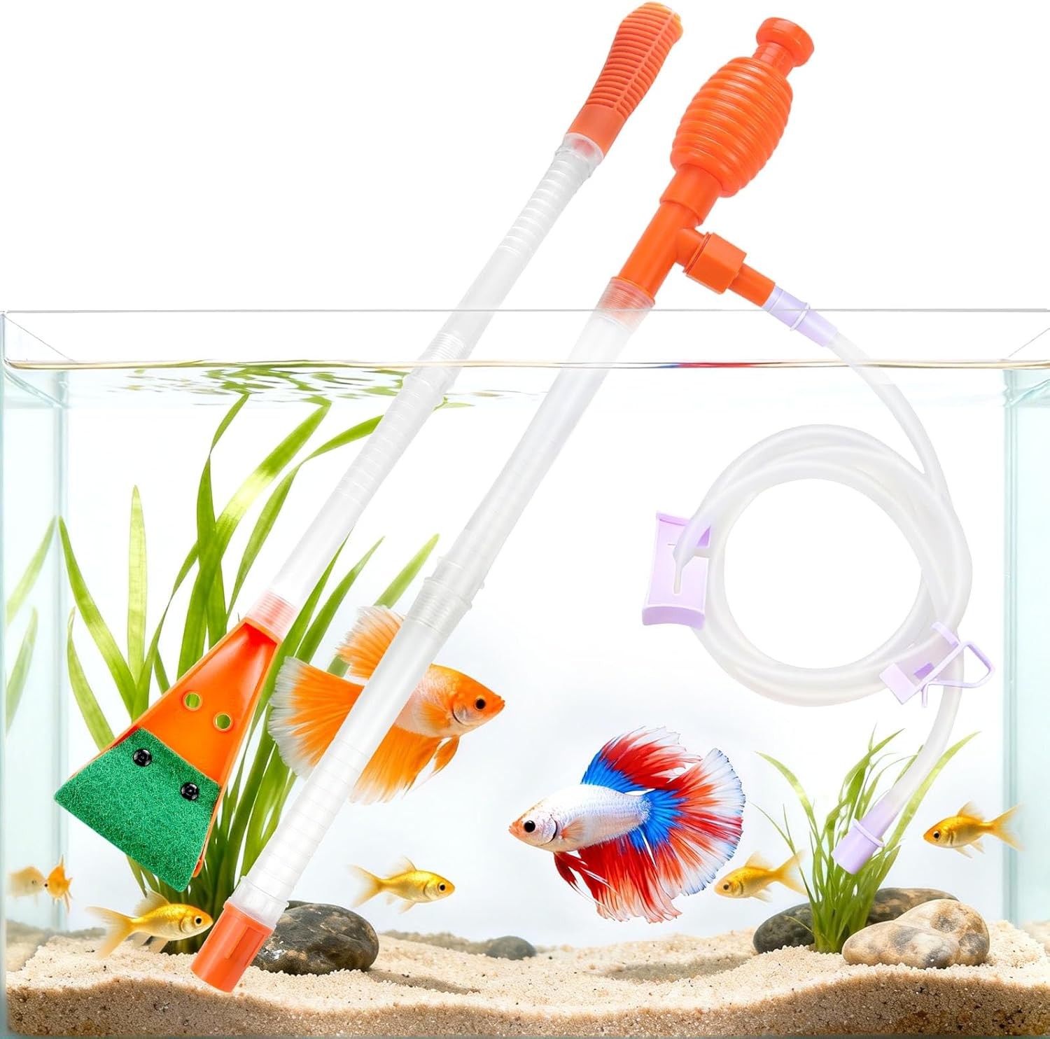 Fish Tank Cleaner Gravel Vacuum for Aquarium Water Changer Aquarium Siphon with