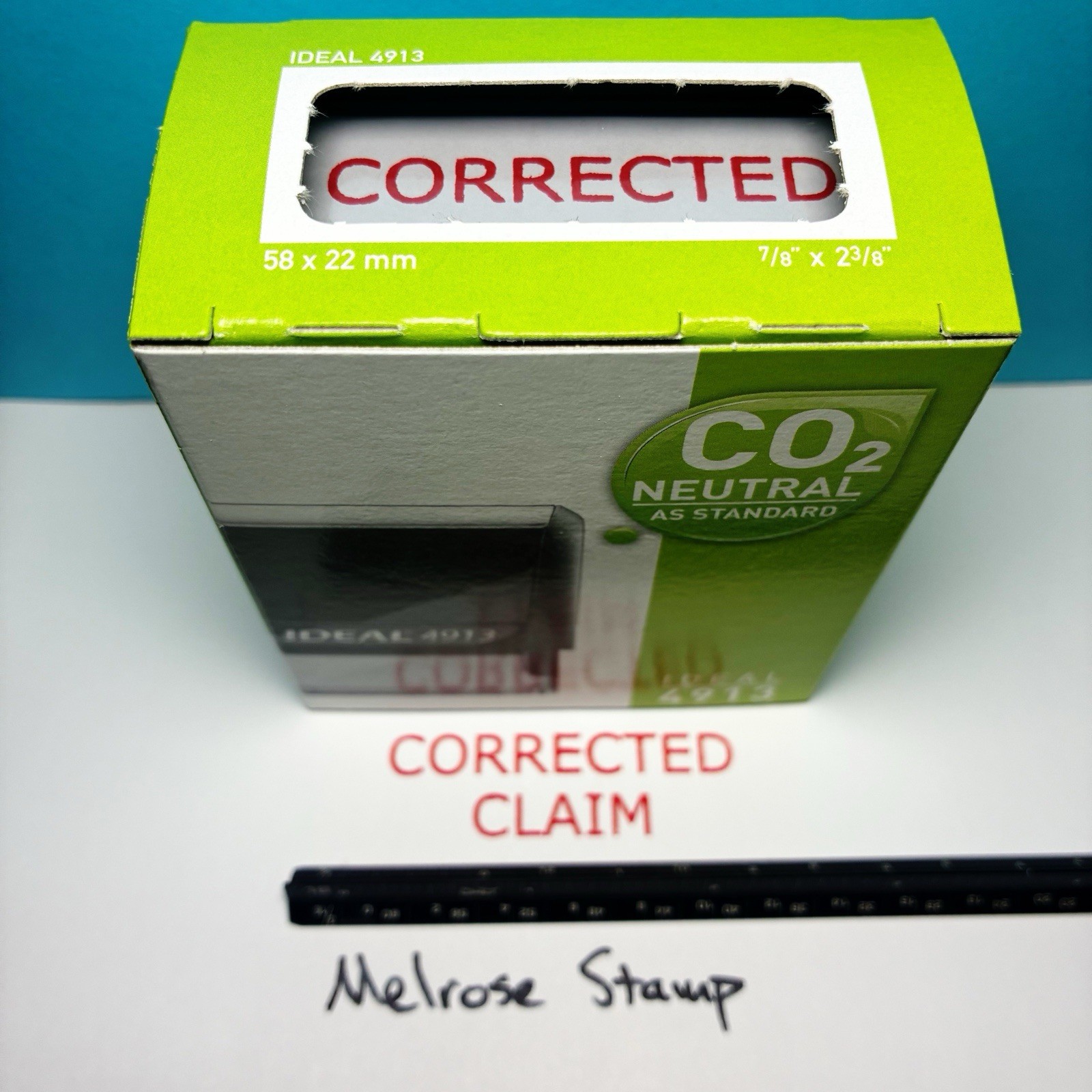 Corrected Claim Rubber Stamp Red Ink Self Inking Ideal 4913