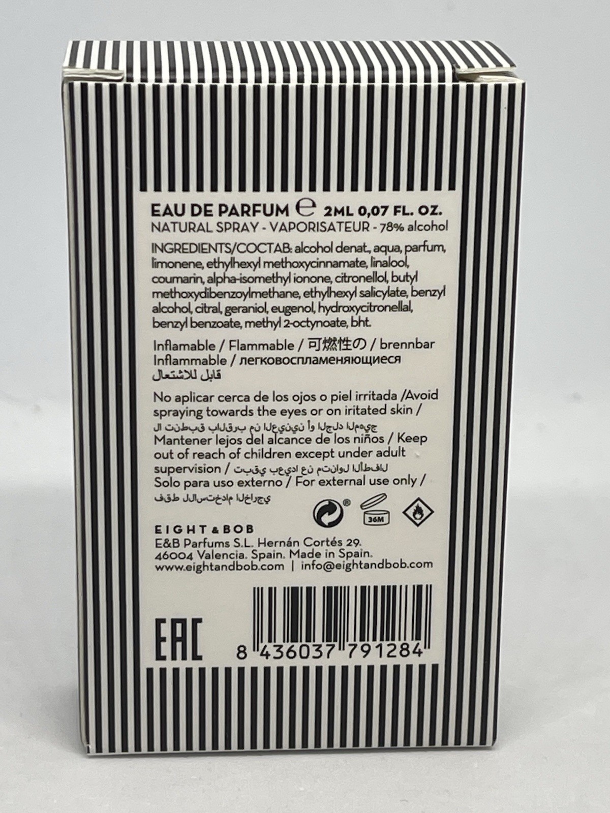 EIGHT & BOB ORIGINAL BOXED SAMPLE 2ML NEW