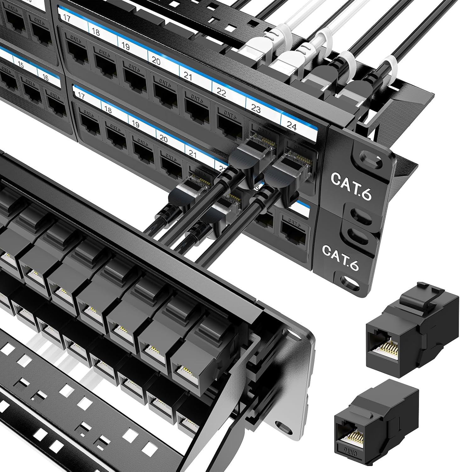 [UL Listed] 48 Port Patch Panel Rackmount or Wall Mount 19-Inch 2U | Cat 6 Netwo