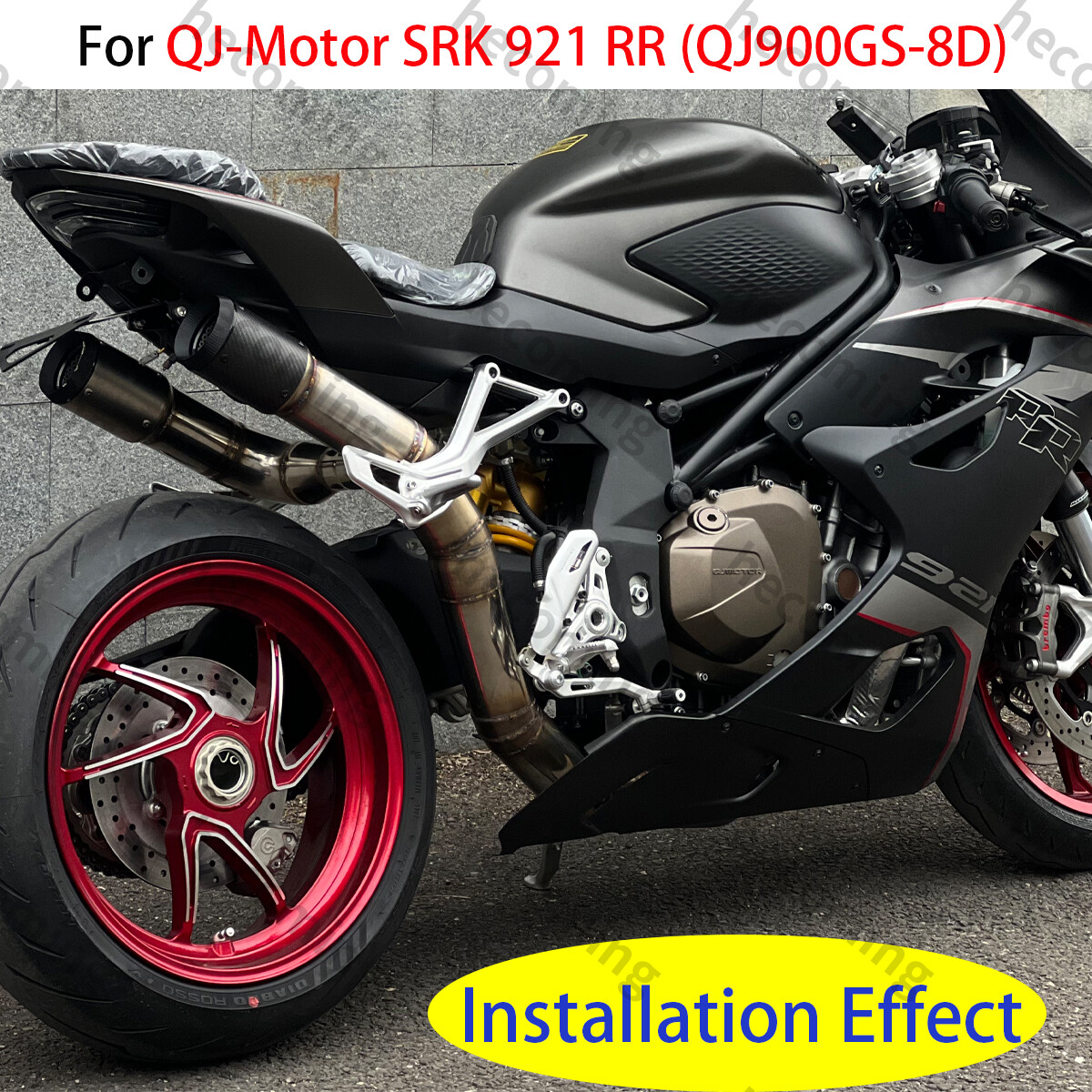 For QJMOTOR SRK 921 RR QJ900GS-8D Dual Carbon Muffler Slip on Exhaust Mid Pipe