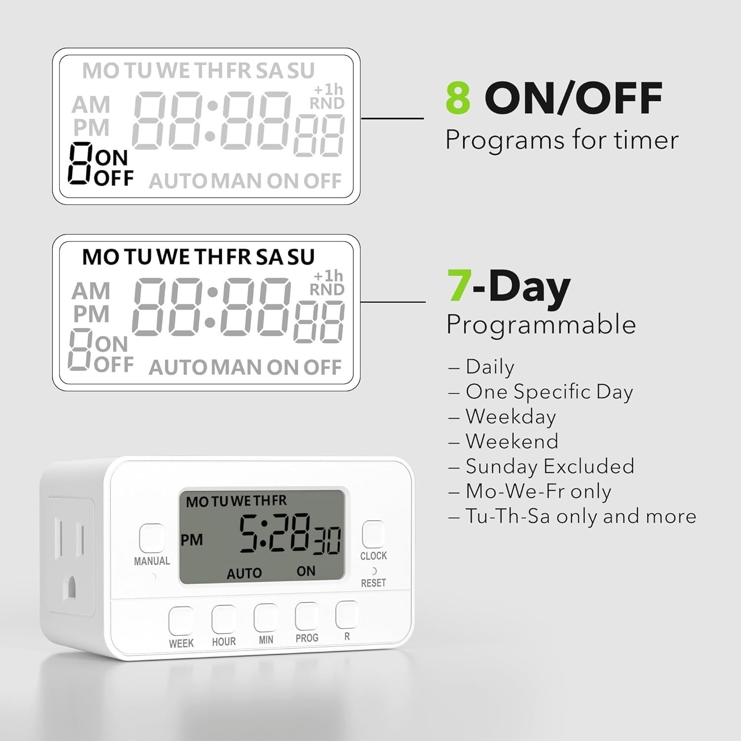 STANLEY 2-Outlet Weekly Digital Timer, Easy Set, Built-In Backup Battery
