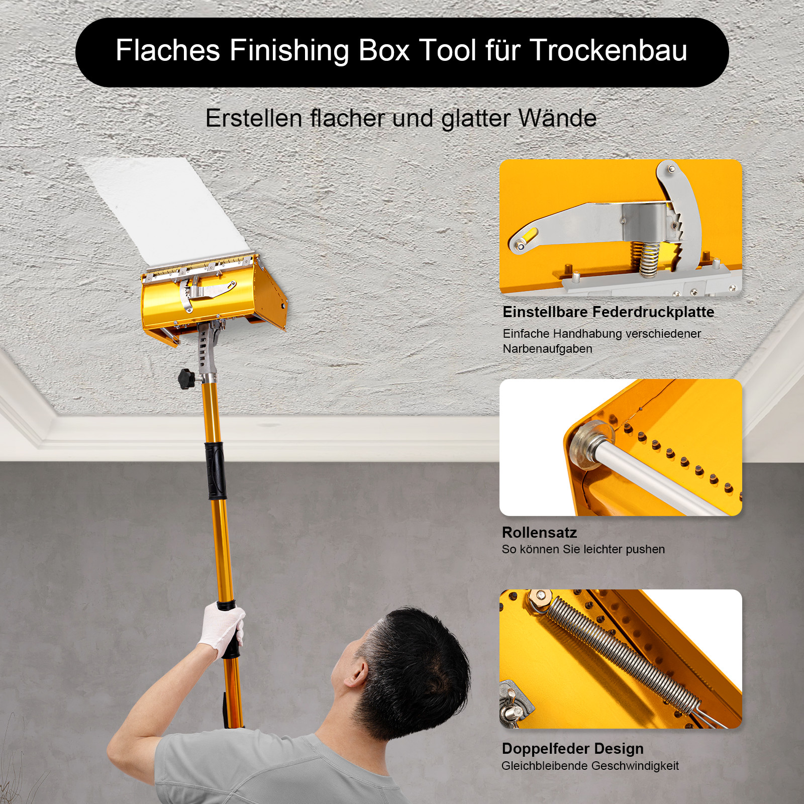 Drywall Tools Flat Box Set Adjustable  For Wall/Ceiling Scraping Putty