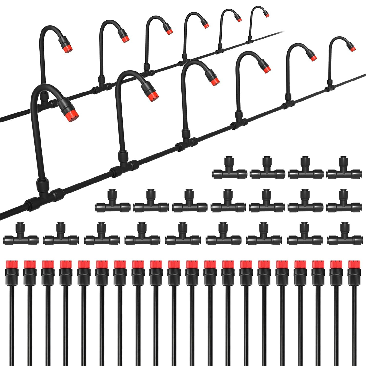 20Pcs 360° Adjustable Drip Irrigation Stream Emitters for 1/4" Drip Irrigation T