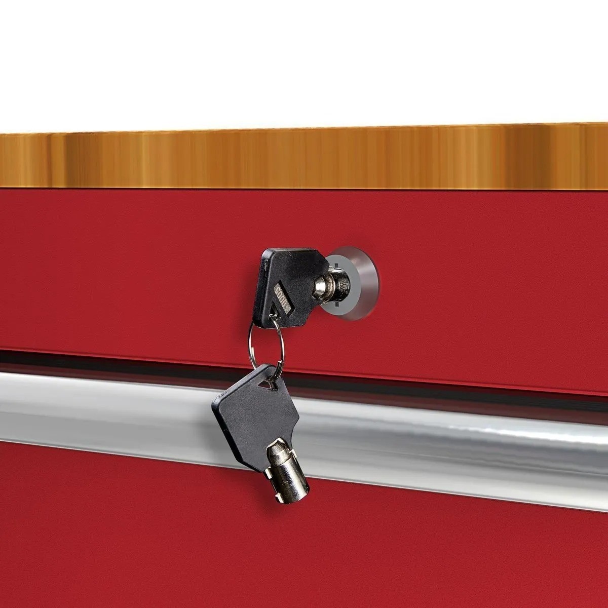 46" Mobile Workbench Rolling Tool Chest Storage Cabinet with Solid Wood Top, Red