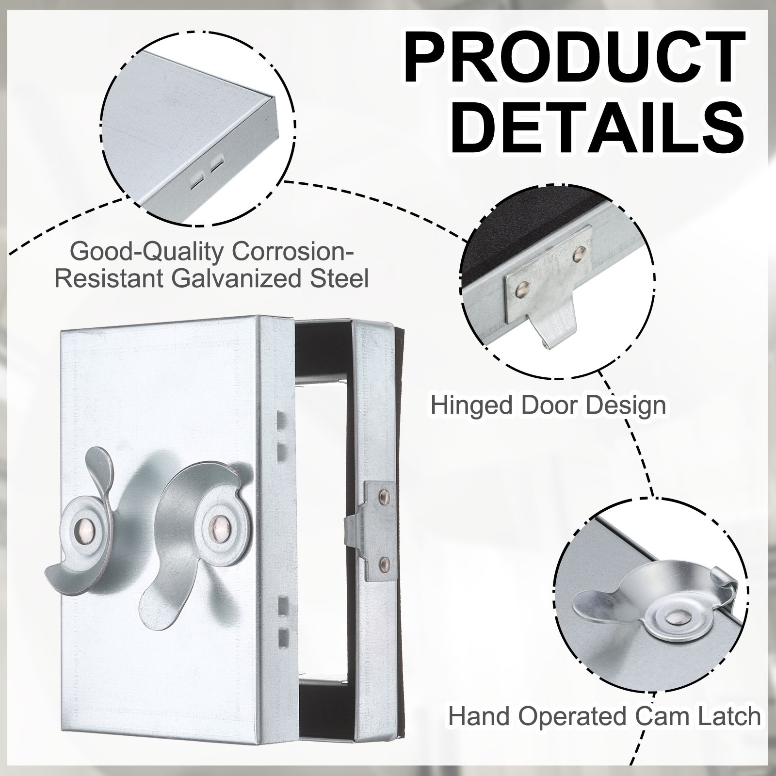 10x10" Galvanized Steel Access Panel with 2 Clasp Lock for Plumbing, Silver Tone