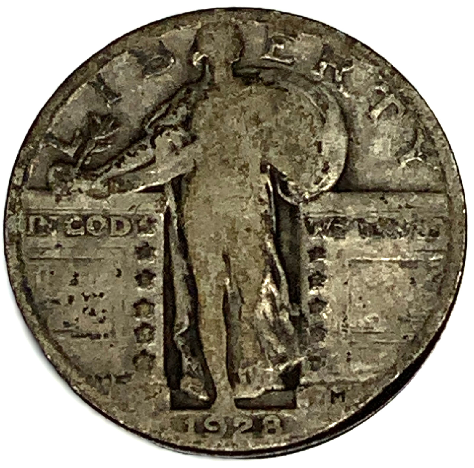 1928-P Standing Liberty Silver Quarter VG Very Good 25c Coin Free Shipping -2086