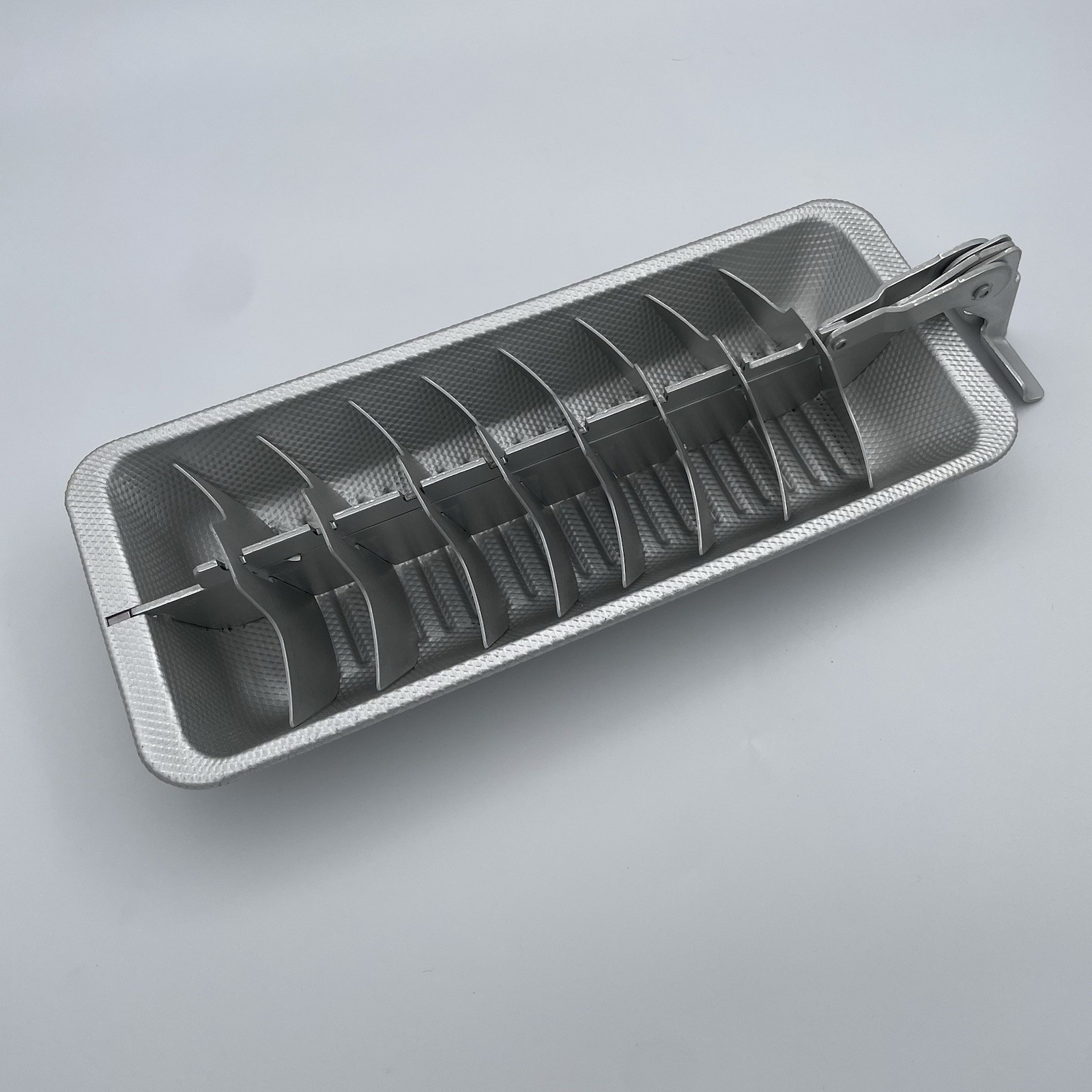 Vintage Cold Blue Teal Aluminum Ice Cube Tray Mid Century Modern 18 Slot Working