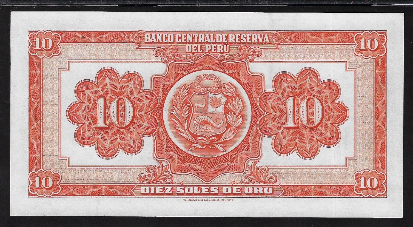 PERU 10 SOLES DE ORO 1955 UNC