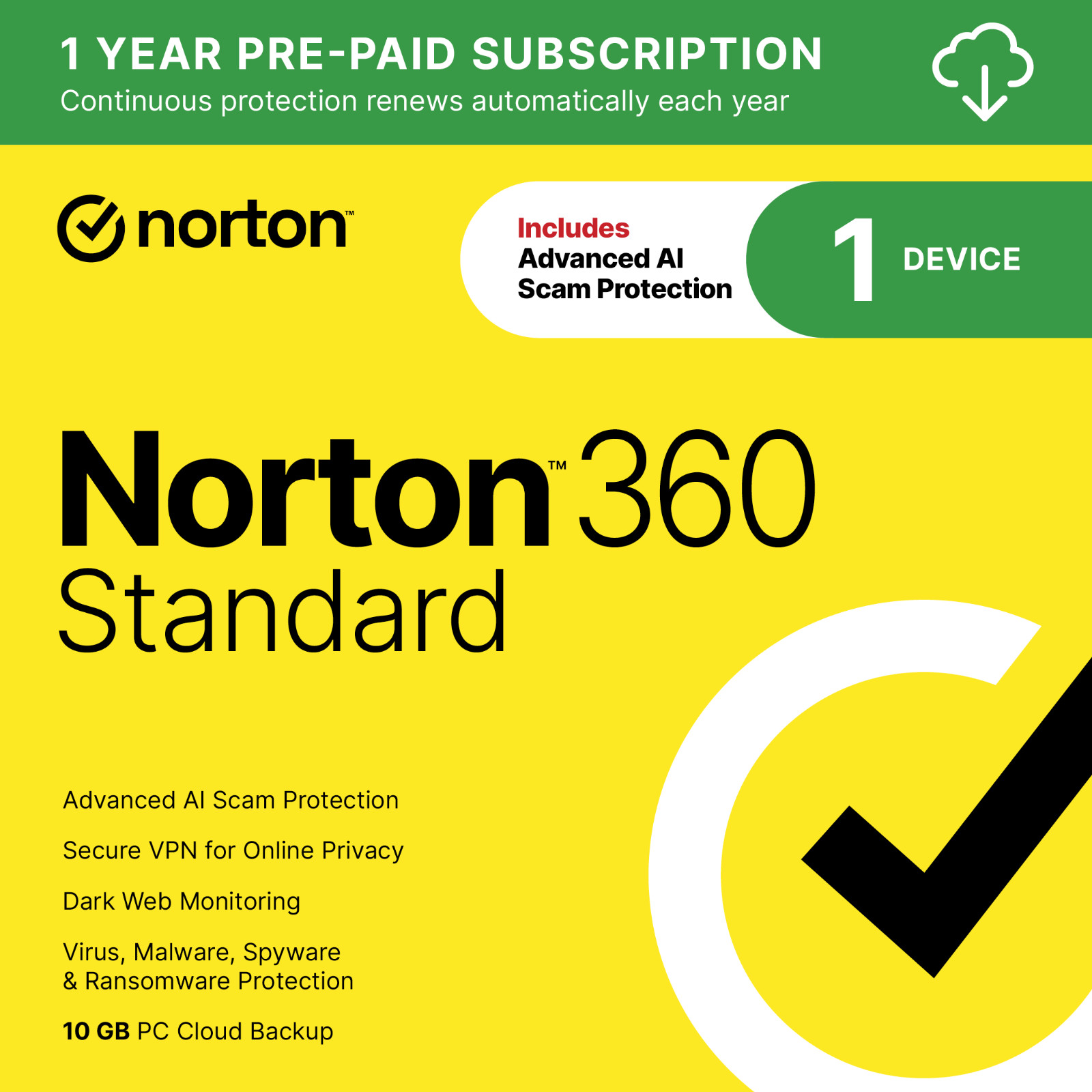 Norton 360 Standard | 1 Device | Direct from Norton | Digital Download