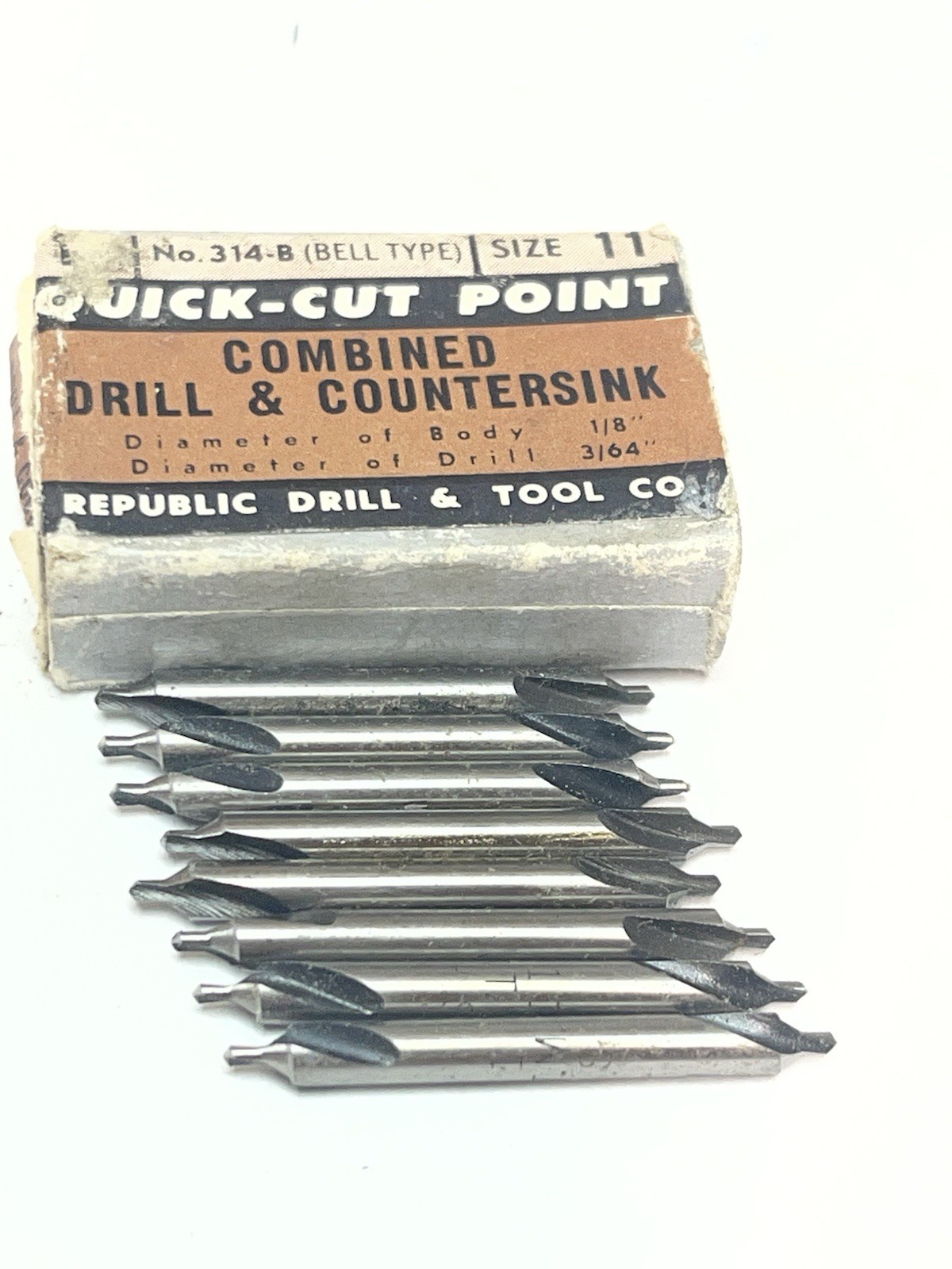 REPUBLIC #11 Comb. Drill & Countersink HSS Center Drill Qty.8 (26MY223)