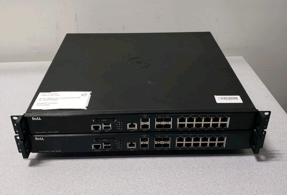 LOT OF 2 Dell SonicWall NSA 3600 Firewall