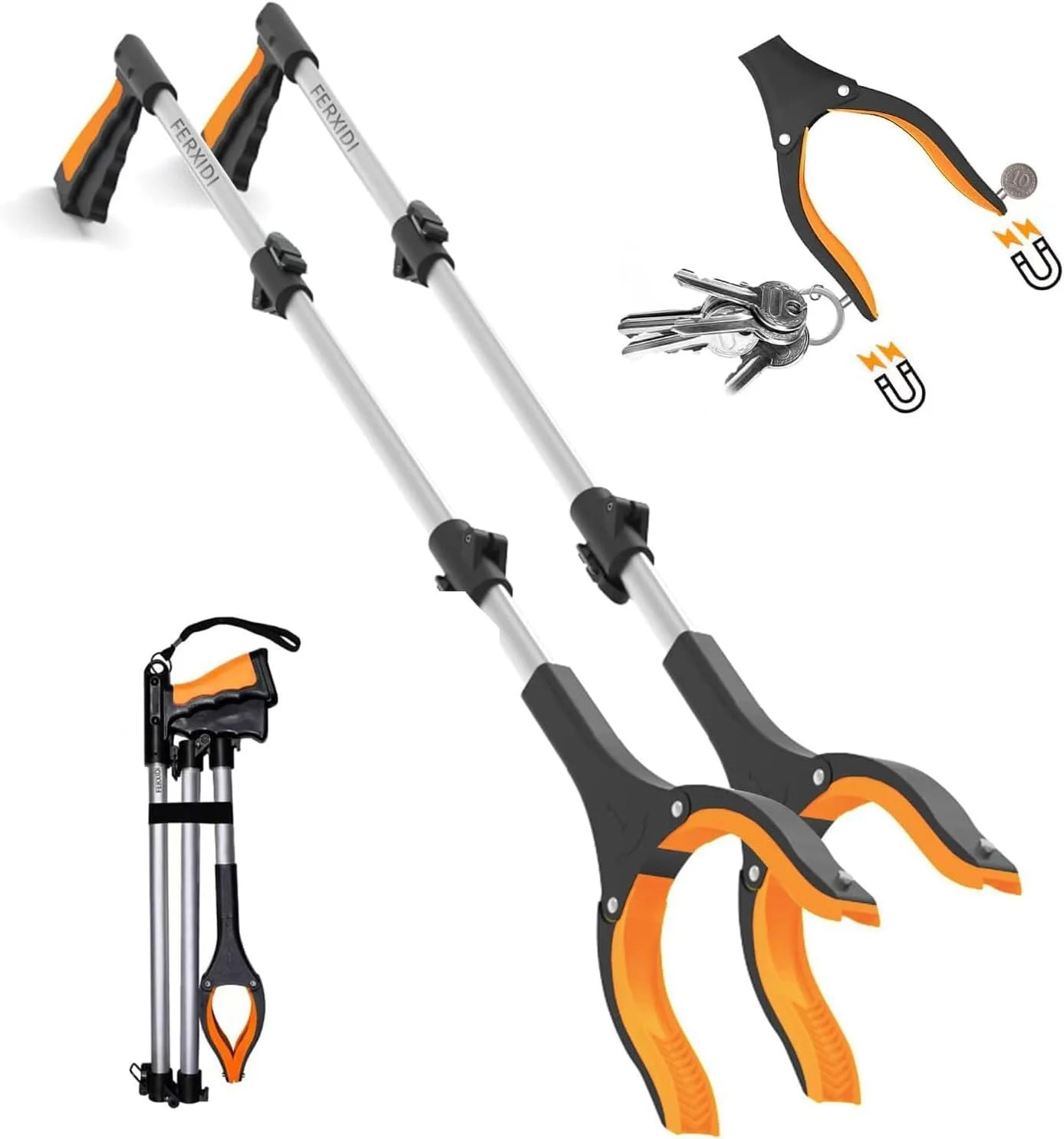 43" Foldable Grabber Reacher Tool,2pcs Reacher Grabber Pickup Tool,Gripper Reach