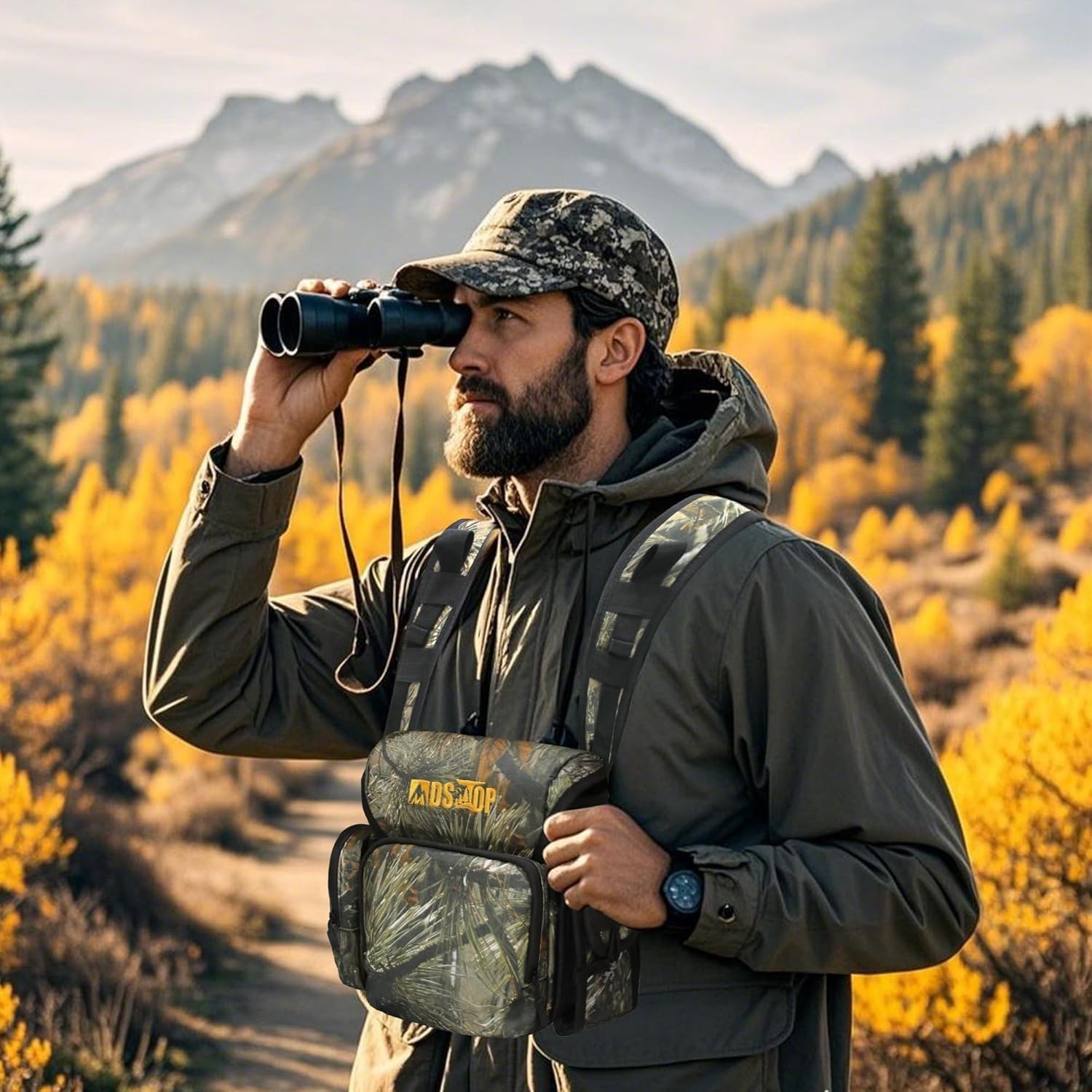 Binocular Harness Chest Pack, Bino Case with Rangefinder Pouch, Bino Harness, Bi