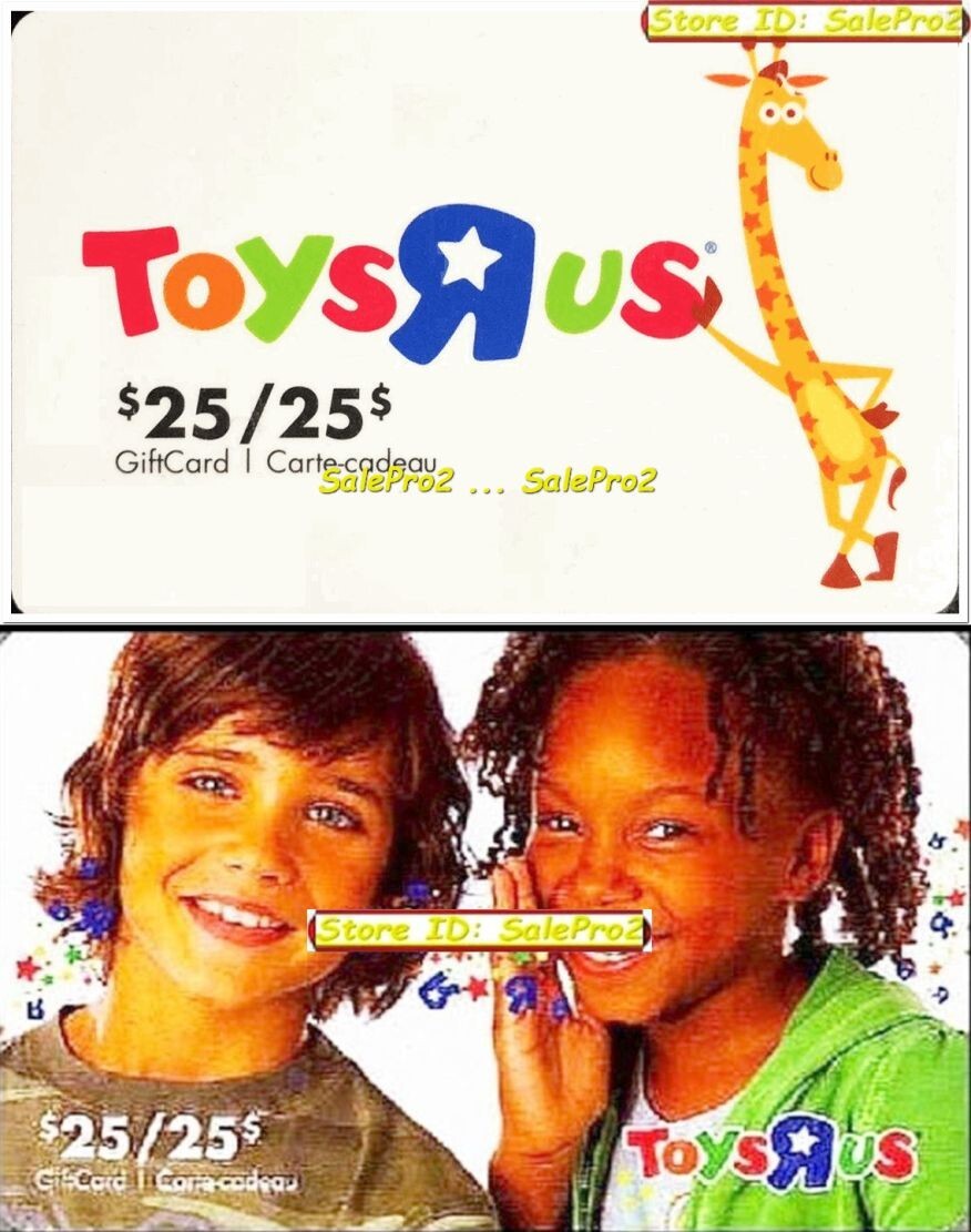 2x TOYSRUS 2010 CHRISTMAS SMILING CHILDREN S25 GIRAFFE COLLECTIBLE GIFT CARD LOT