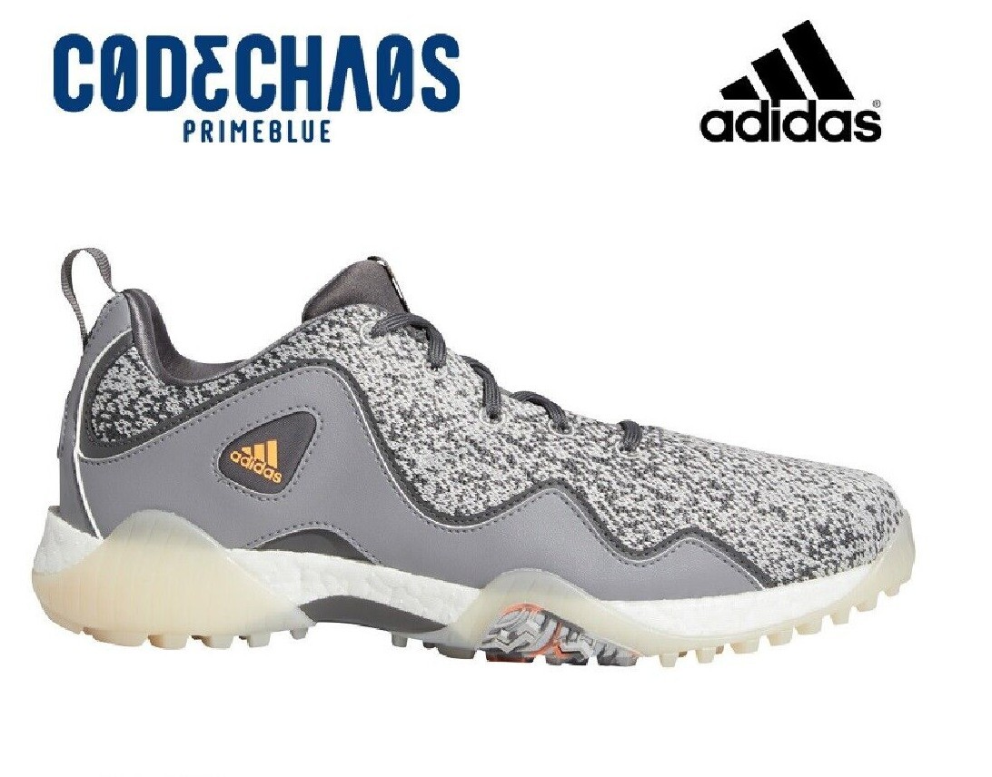 Adidas Men CODECHAOS 21 PRIMEBLUE Spikeless Golf Shoes. Color Grey Five / Scream