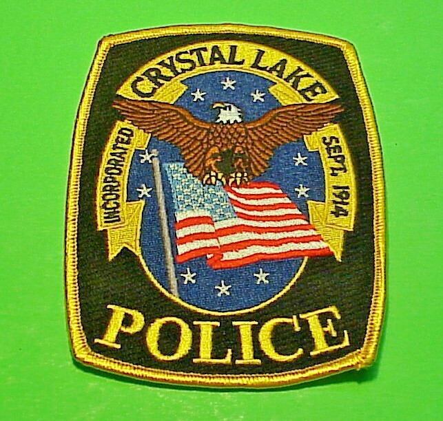 CRYSTAL LAKE ILLINOIS  ( GOLD BORDER ) INCORPORATED 1914 5" POLICE FREE SHIPPING