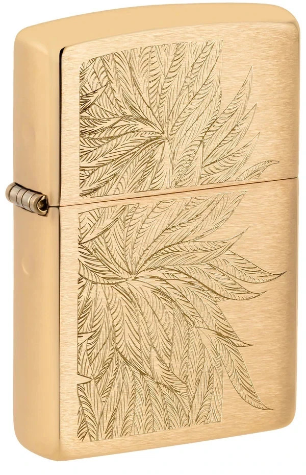Zippo Lush Plant Design Auto Engrave Brushed Brass 46826