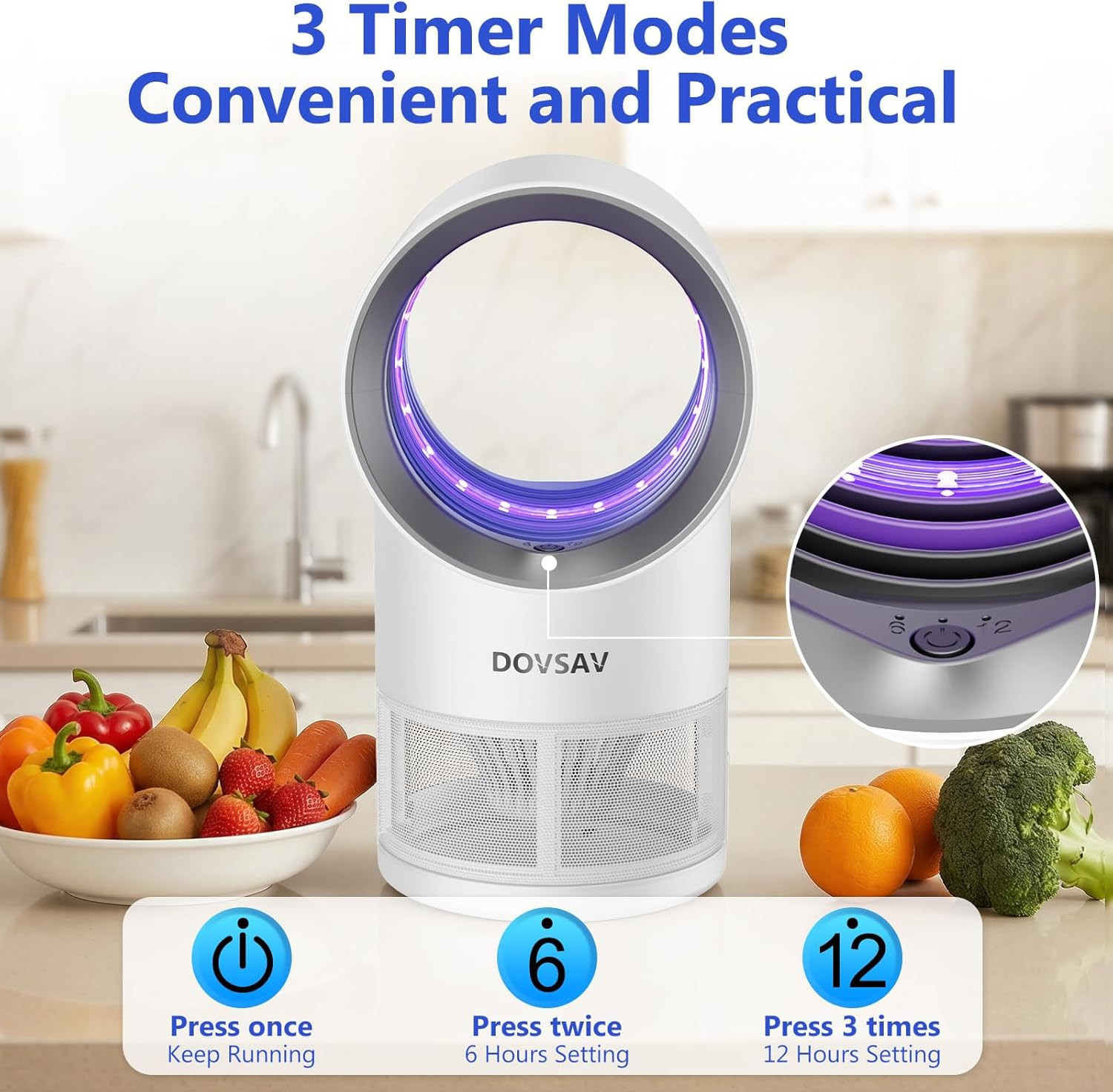 Fruit Fly Trap for Indoors, White Bug Zapper Indoor with Suction & Timer | Uv Li