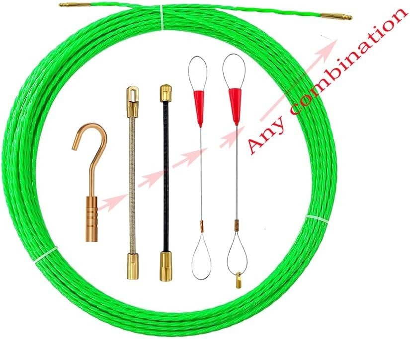 37FT Fish Tape Wire Puller 5 Adapters Durable Cable Retraction Aid Work 12M