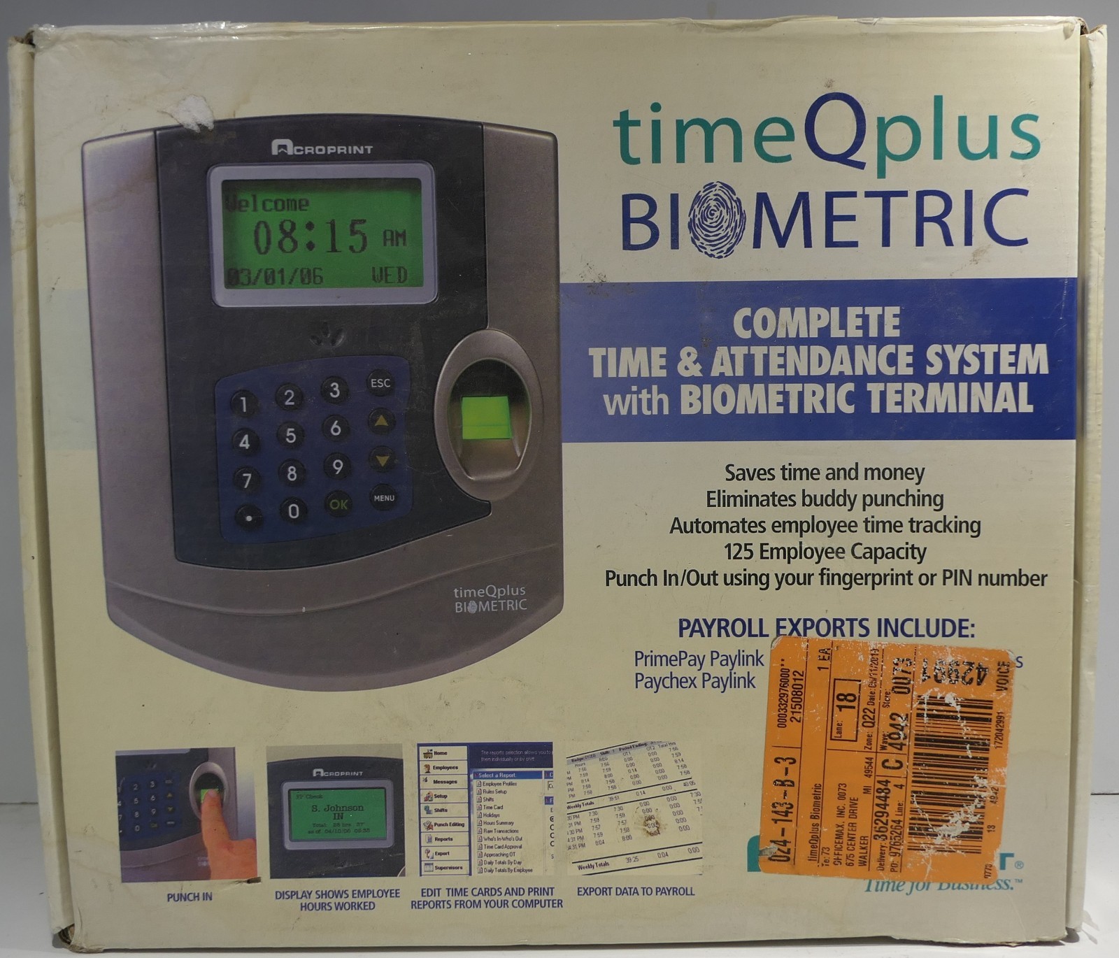 Acroprint timeQplus BIOMETRIC Complete Time & Attendance System (Model: TQ100)