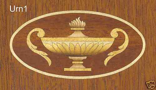 Urn Inlay Marquetry #URN1 5"x2-1/2" or 3-3/4"x2", VENEER WOODWORKING REQUIRED