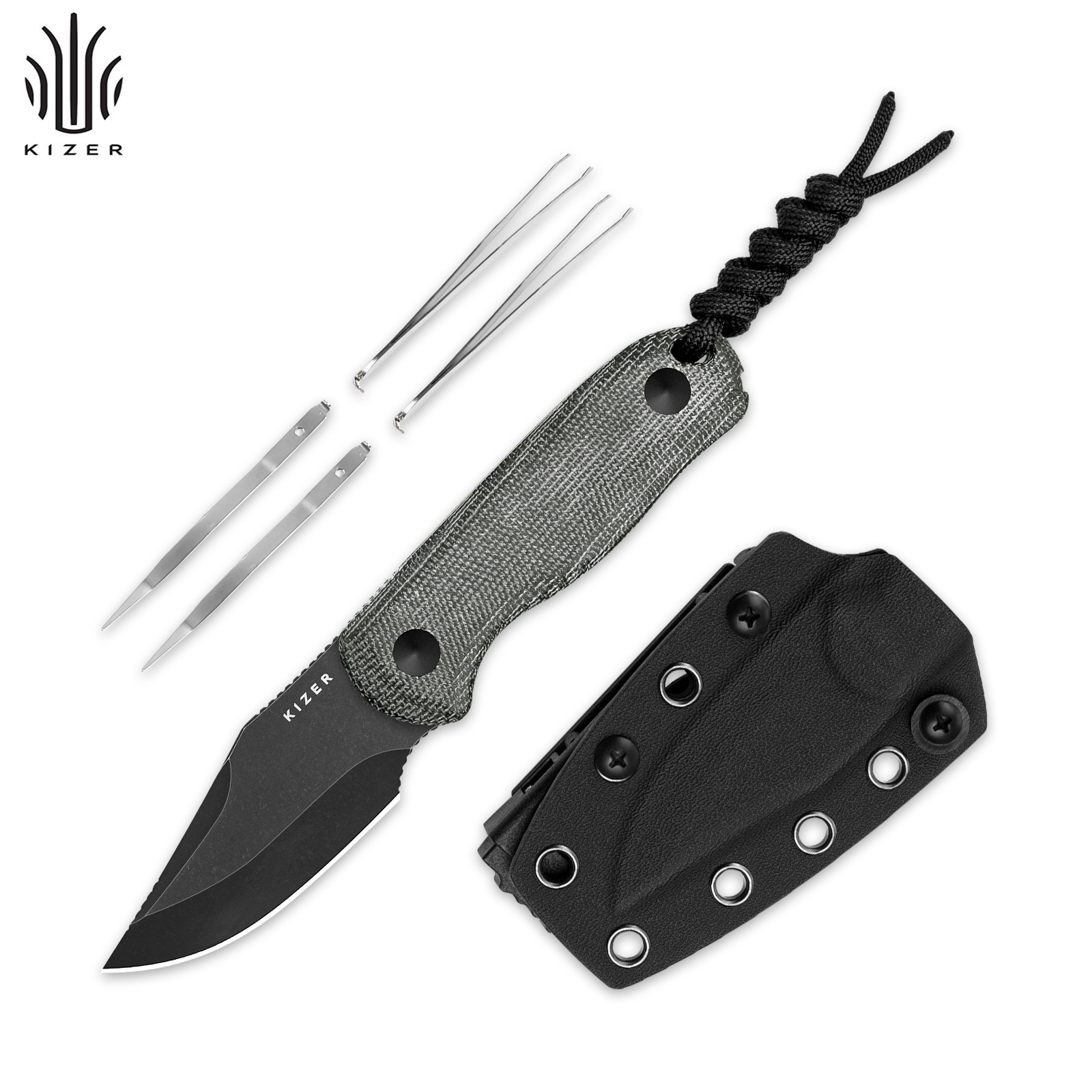 Kizer Drop Bear Clip Point Fixed  Knife AEB-L Blade Micarta Handle+Sheath