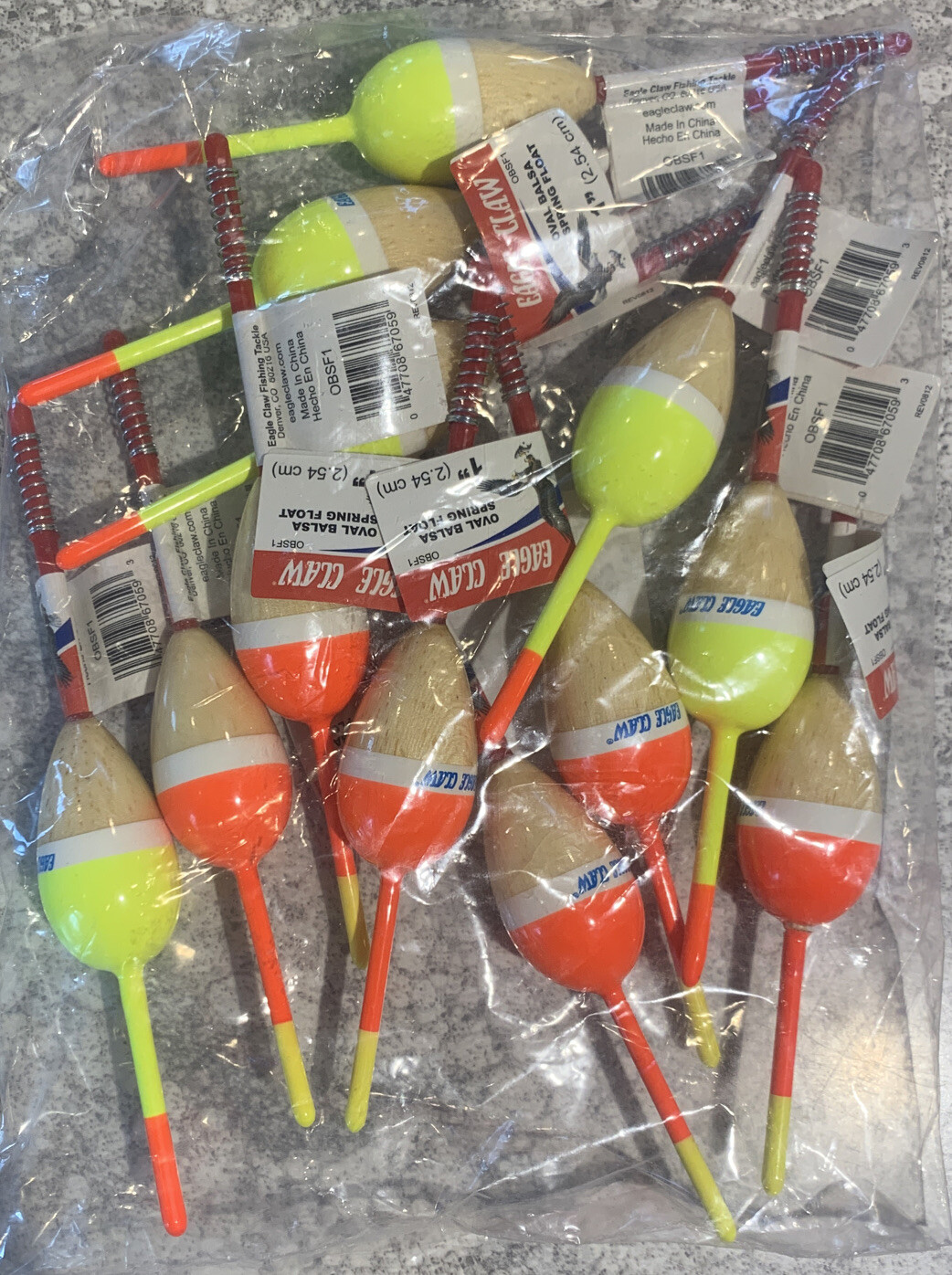 12-Pack Eagle Claw 1” Balsa Spring Float Bobber Fast Free Shipping
