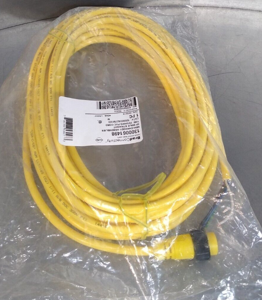 Brad Harrison 105002A07M100 Yellow cordset cable Loc5E29