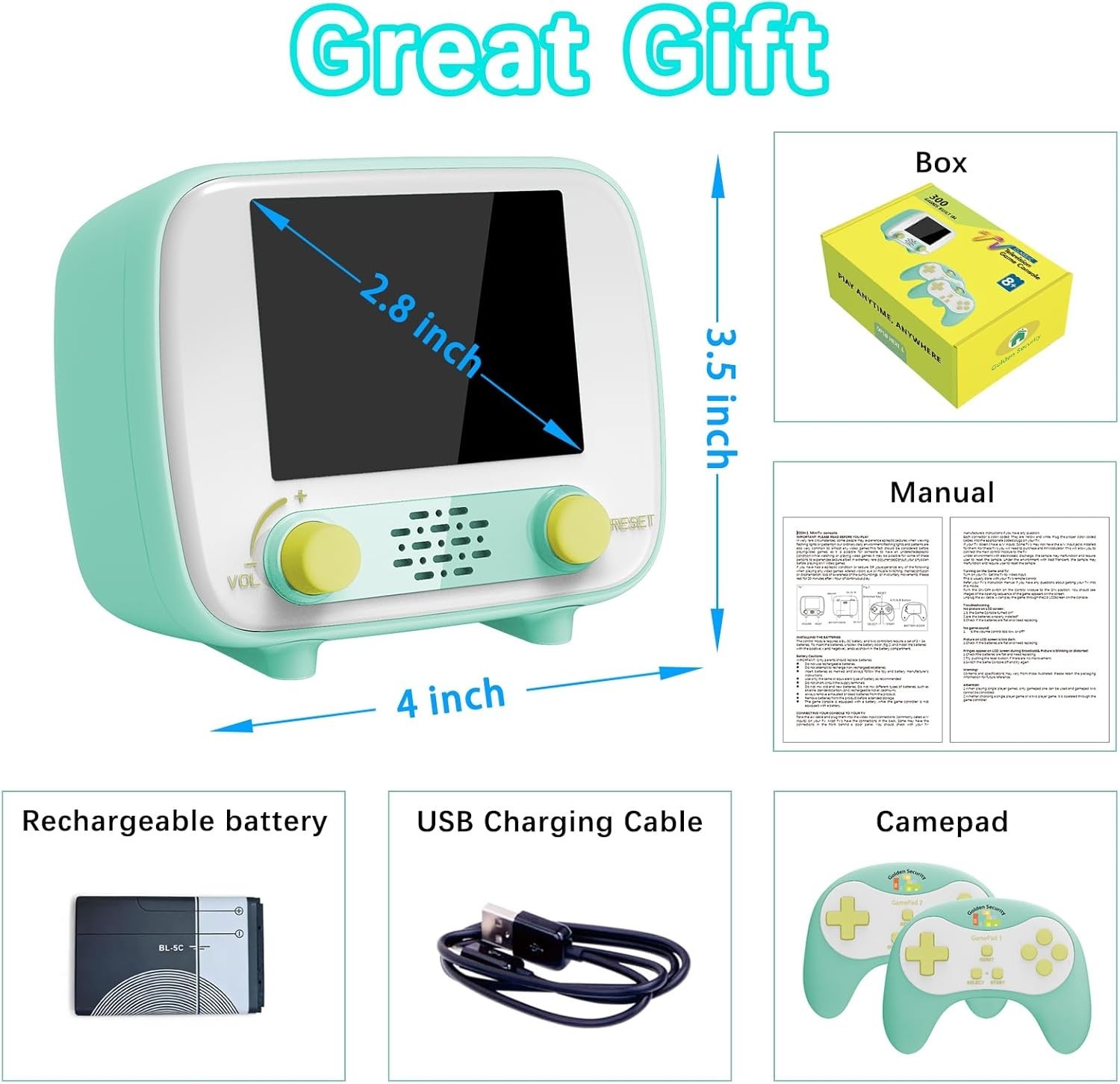 Retro Handheld Game Console with 216 Single Player and 84 Two Player Games