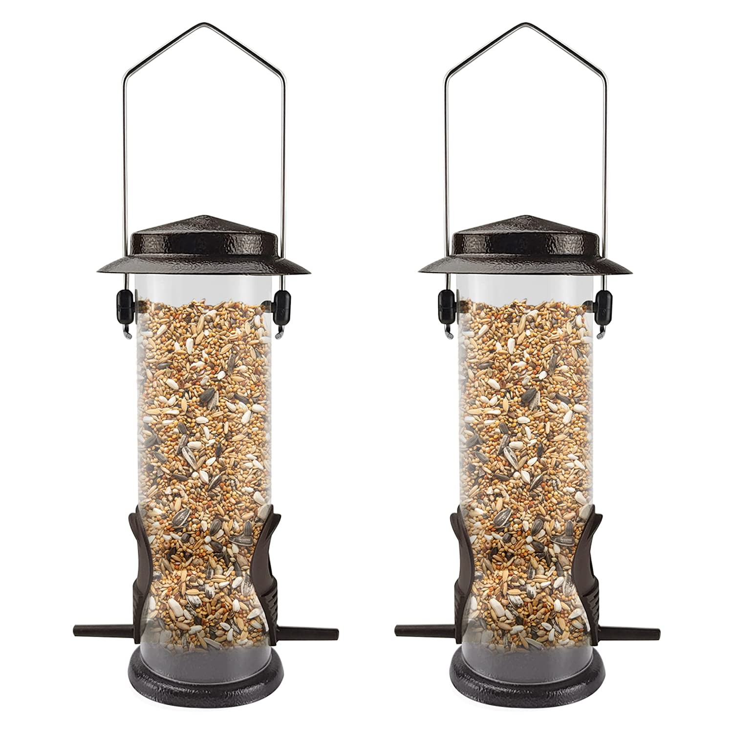 MIXXIDEA Wild Bird Feeders for Outdoors Hanging 2 Pack Stainless Steel Coffee