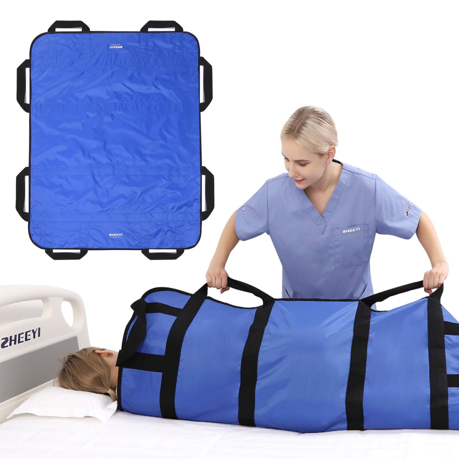 Multipurpose 48" x 40" Positioning Bed Pad with Reinforced Handles - Reusable...
