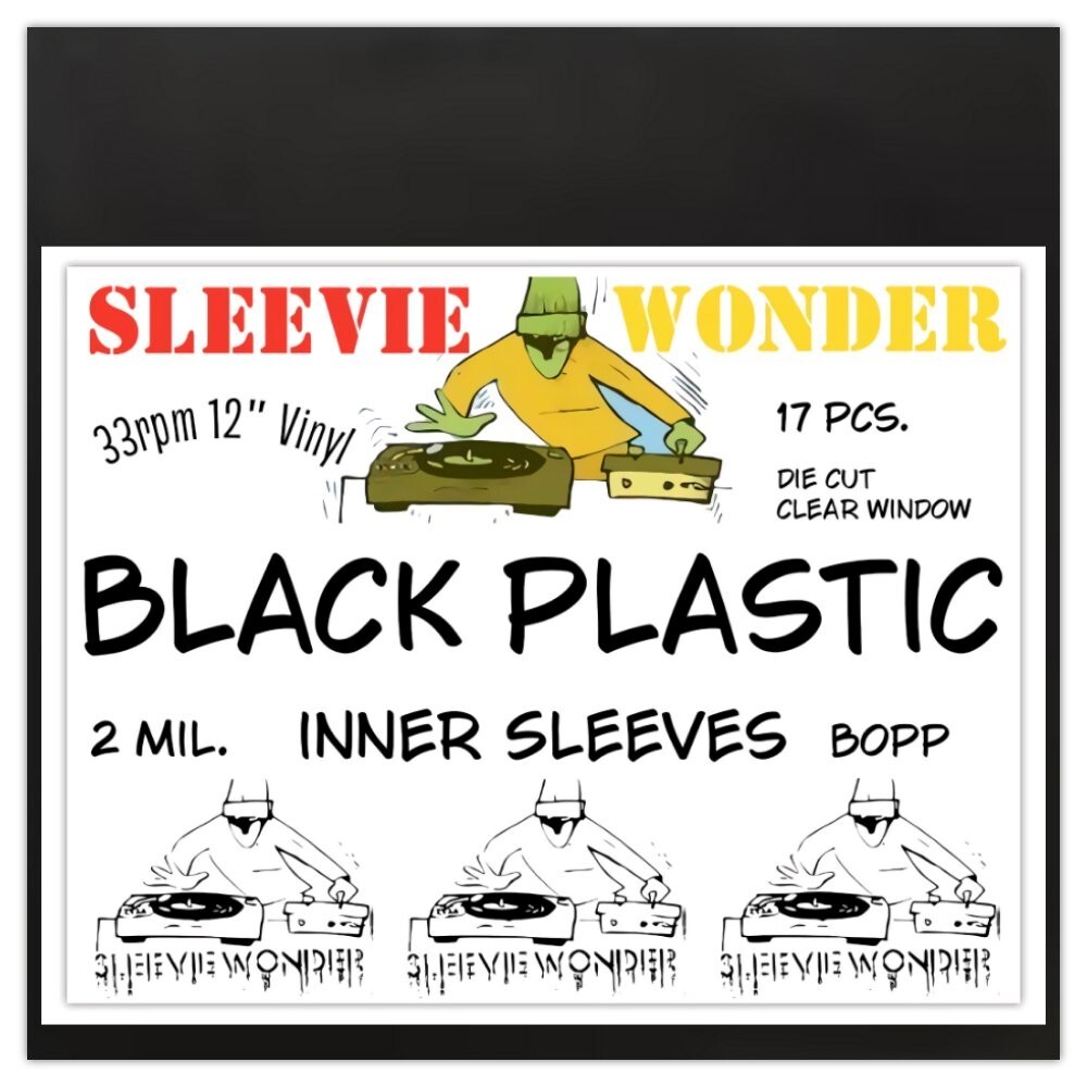 Plastic Inner Sleeves (x17) Black + Clear Window Anti Static 12" LP Vinyl Record