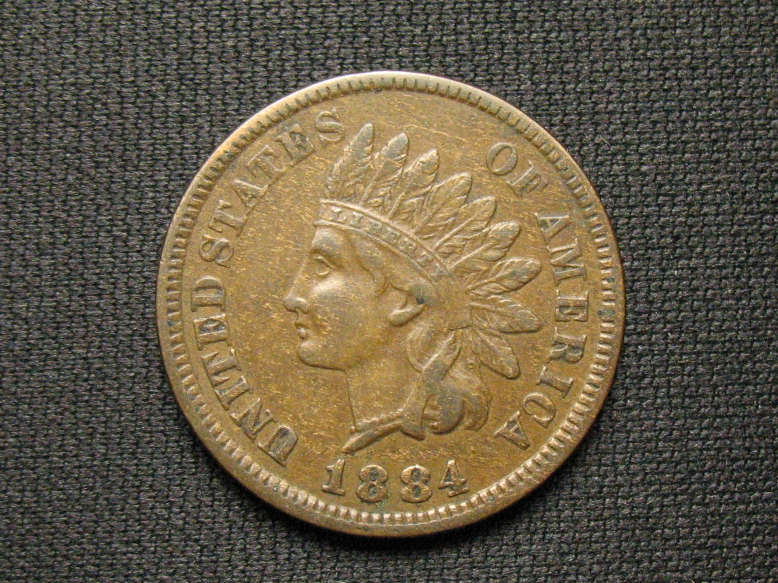 OLD COPPER COIN! AU 1884 INDIAN HEAD CENT PENNY FULL LIBERTY & DIAMONDS LOT 10