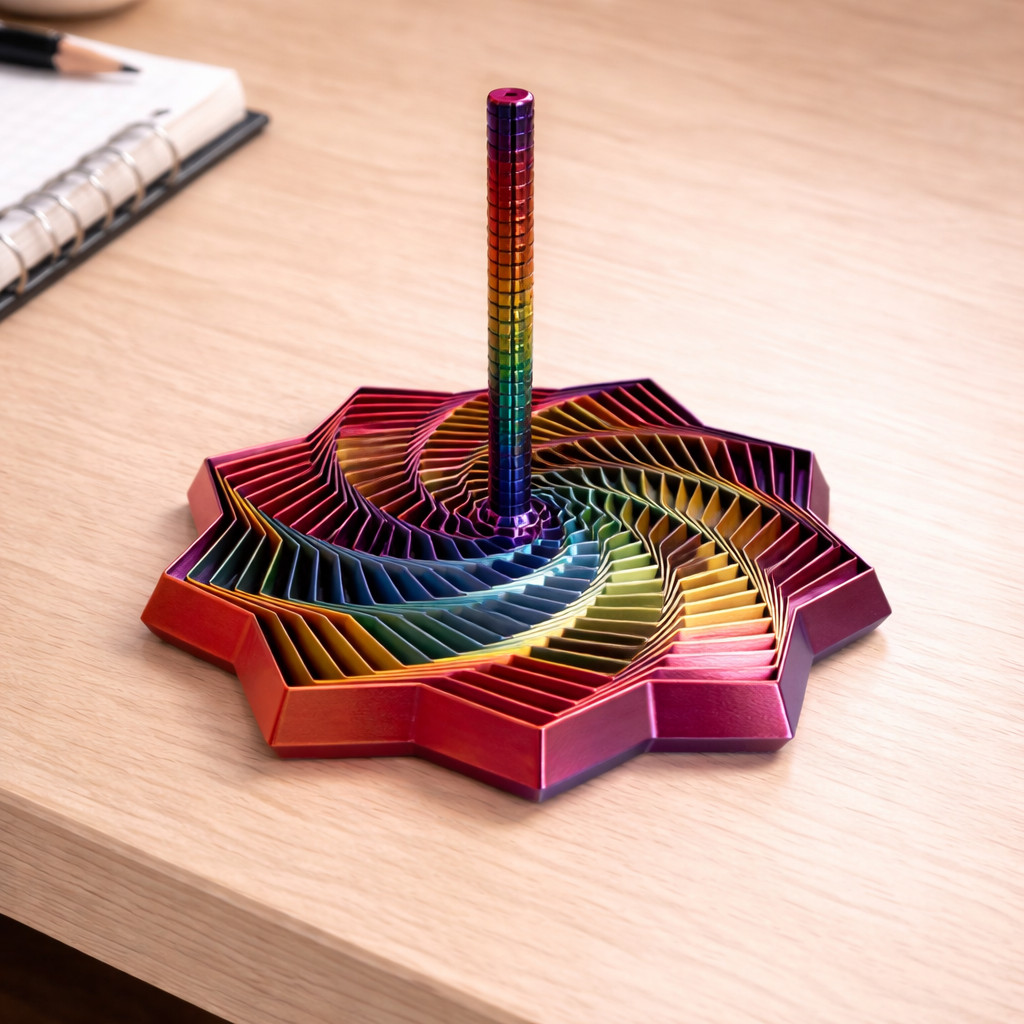 3D Printed Sensory Fidget Star Expanding Whirling Spiral Stress Relief Toy Hypno
