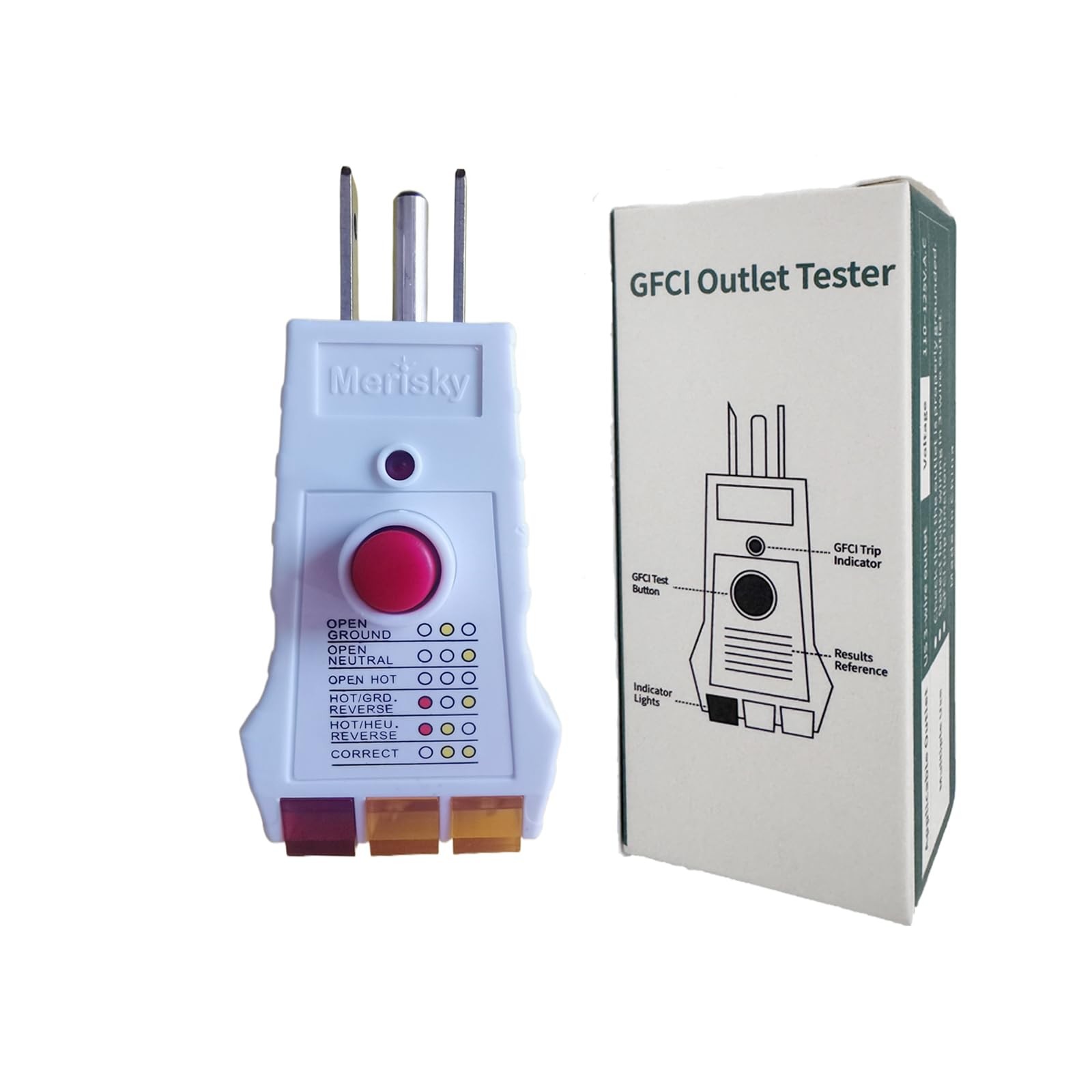 Merisky Outlet Tester for Grounding Products, with White